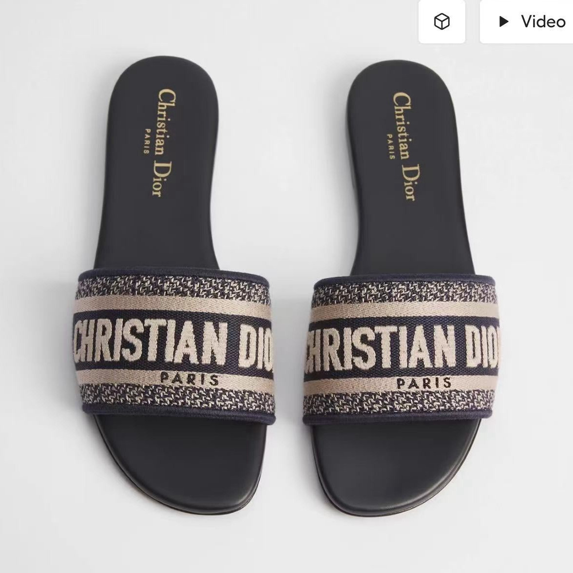 2(X)IST Women’s Leather Slide Sandals Logo Strap Black Beige Blue US 9