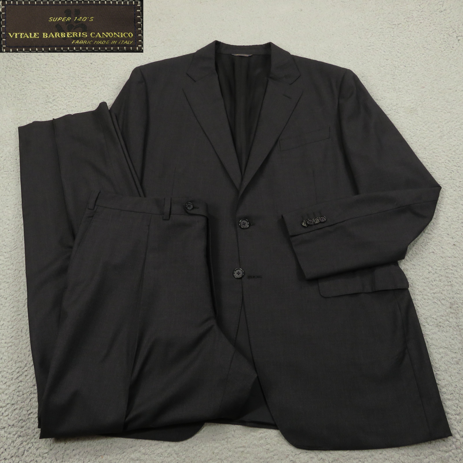 Vitale Barberis Canonico Suit 46L Charcoal Super 140s 40×34 Pant Trouser Bespoke