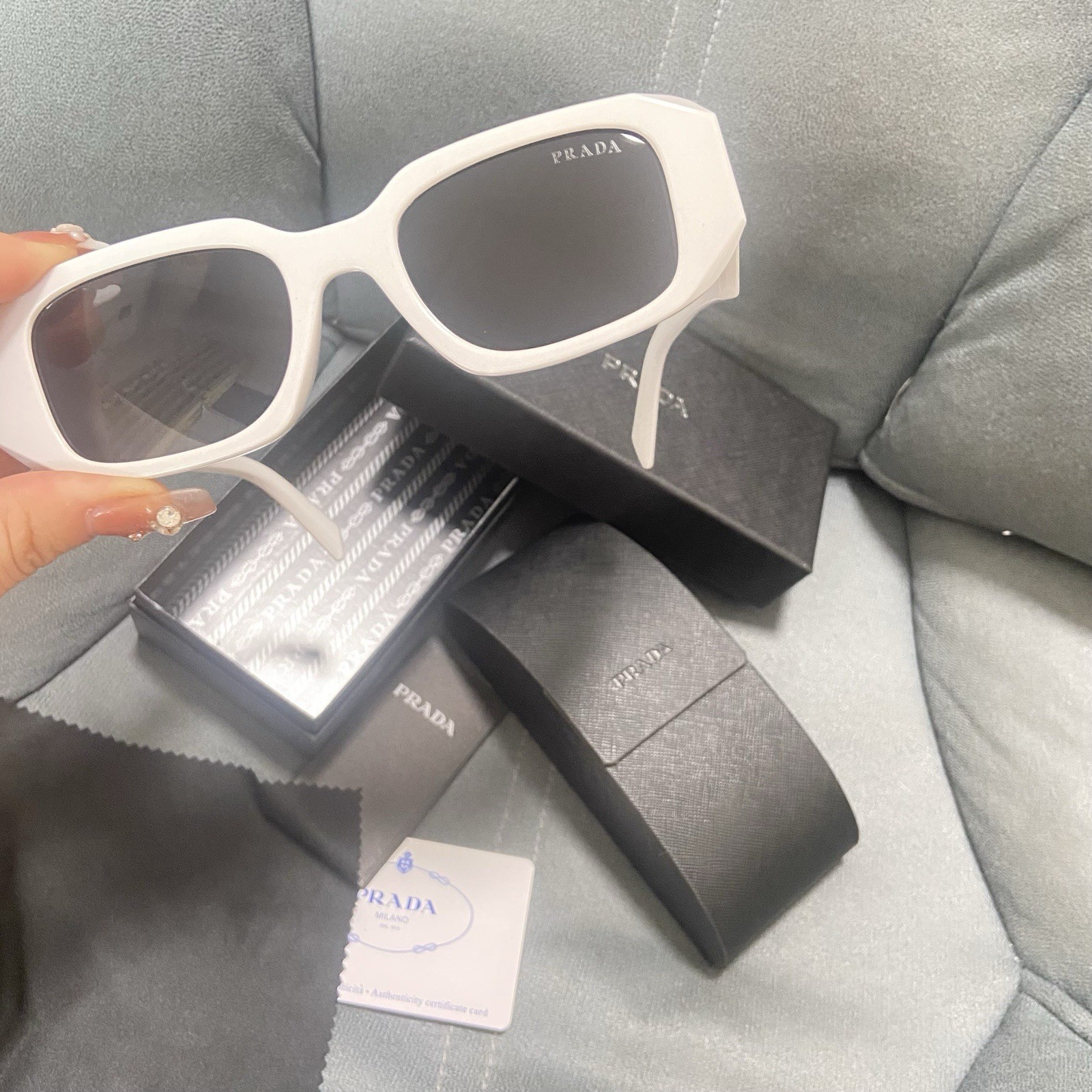 Prada PR17WS Women’s Sunglasses 49 mm White/ Dark Grey Lens
