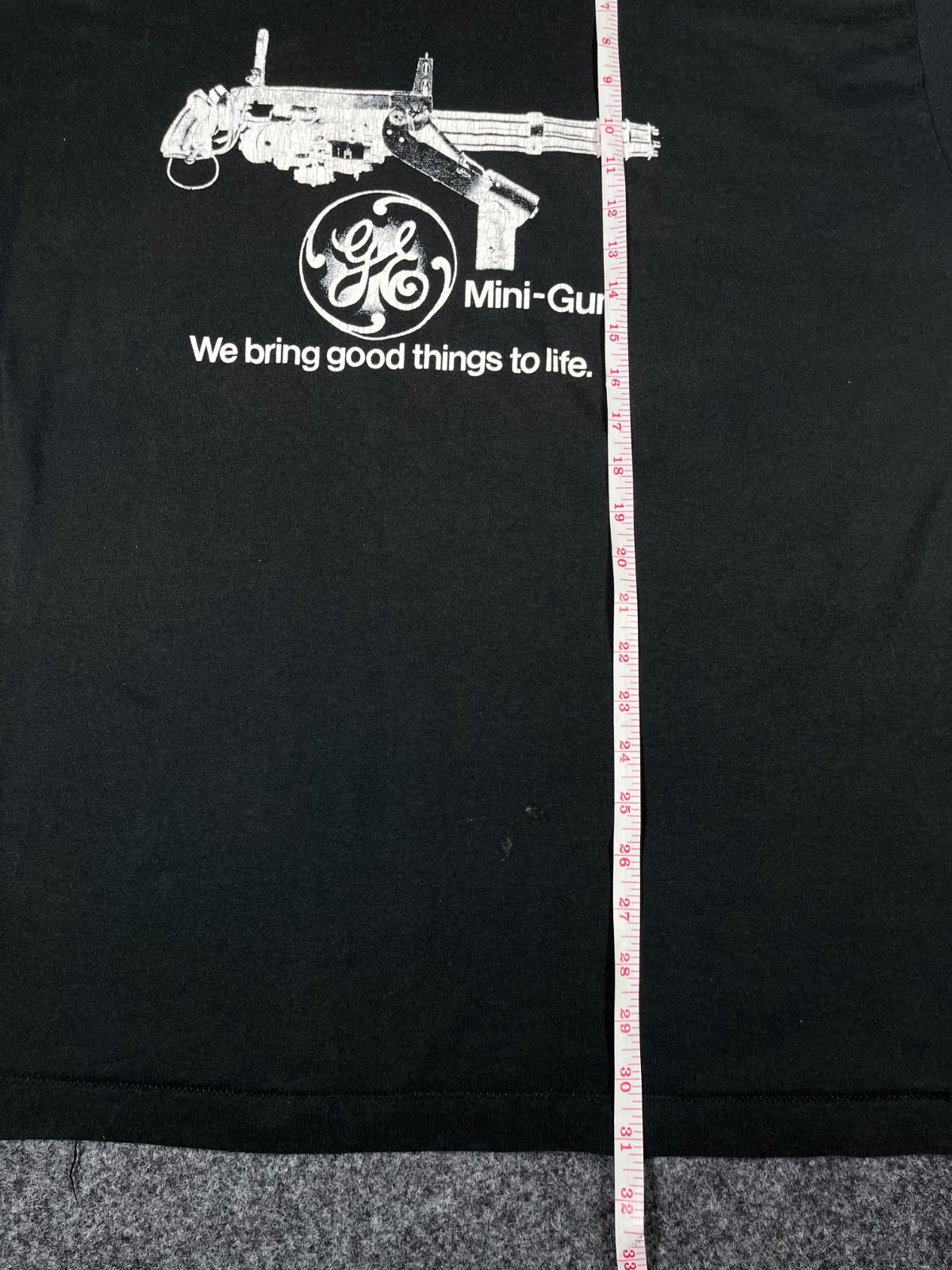 Vintage 90s GE General Electric Mini-Gun Promo Tee T-Shirt Black Fade Size 2XL