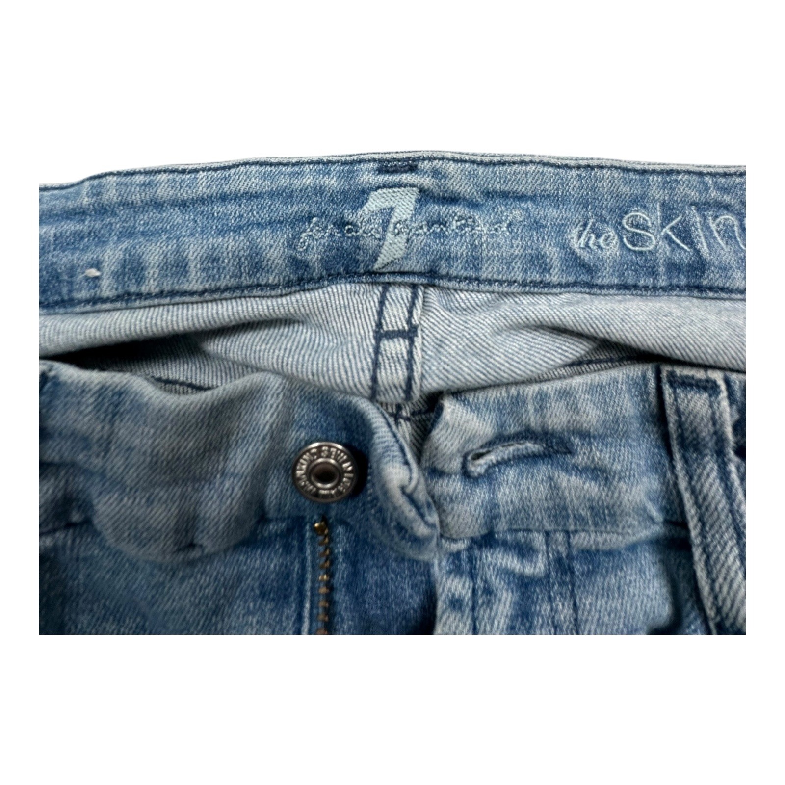 7 For All Mankind The Skinny Jeans Light Wash Distressed Size 28