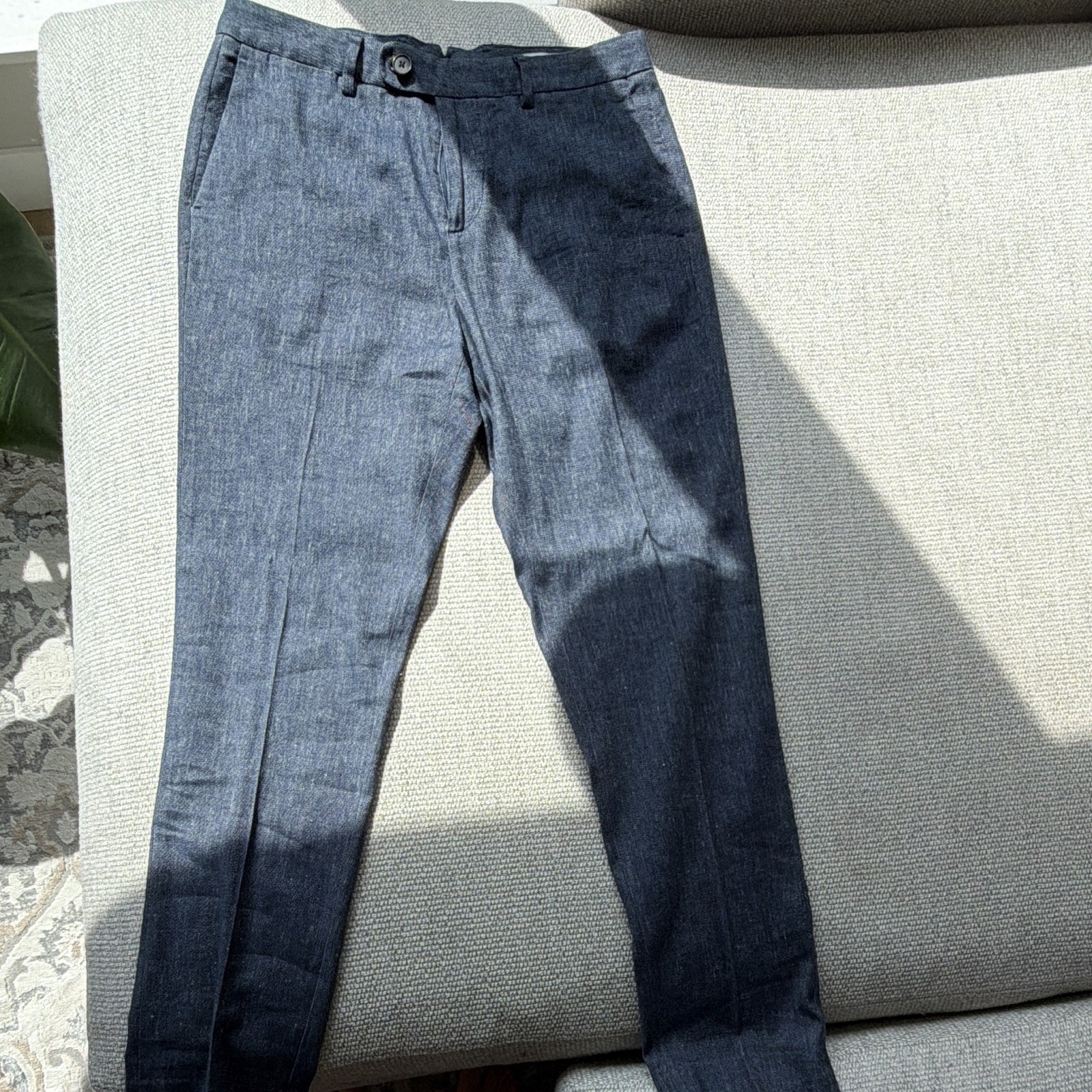 Bonobos Blue Slim Fit Straight Leg Denim Chino Pants Flat Front Pockets 30W
