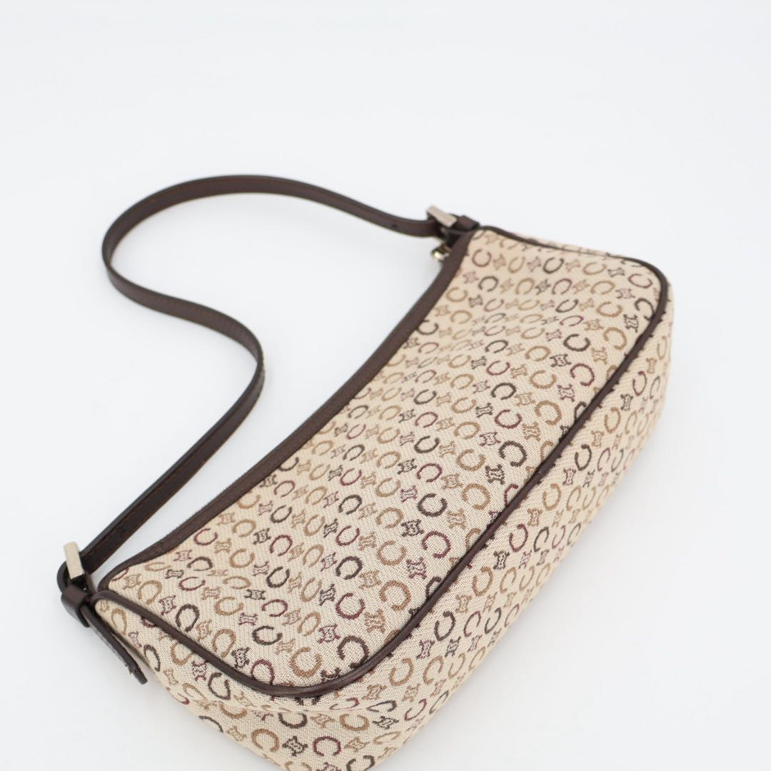 Authentic Celine C Macadam Canvas Leather Shoulder Bag P15731