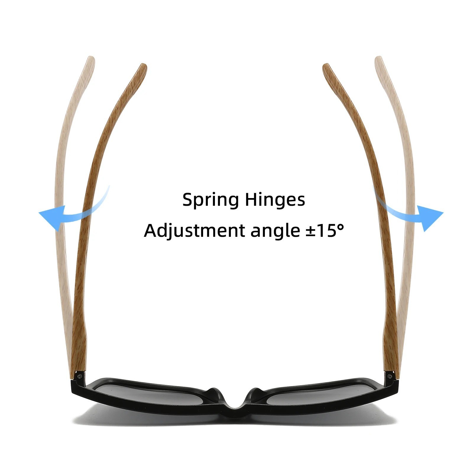 4PCS Wood Grain Spring Hinge Sunglasses Square UV400 Retro Unisex