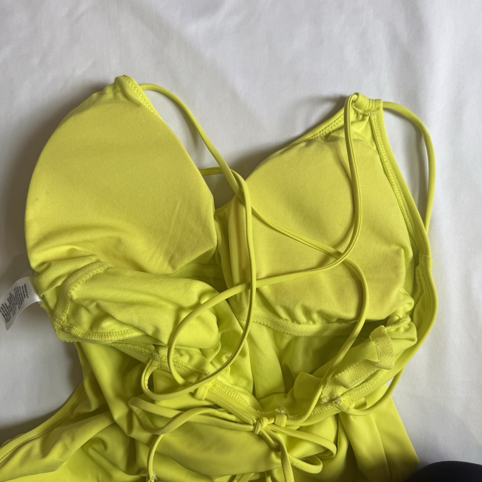 Unbranded Women Size L Electric Yellow One-Piece Swimsuit Strappy Back