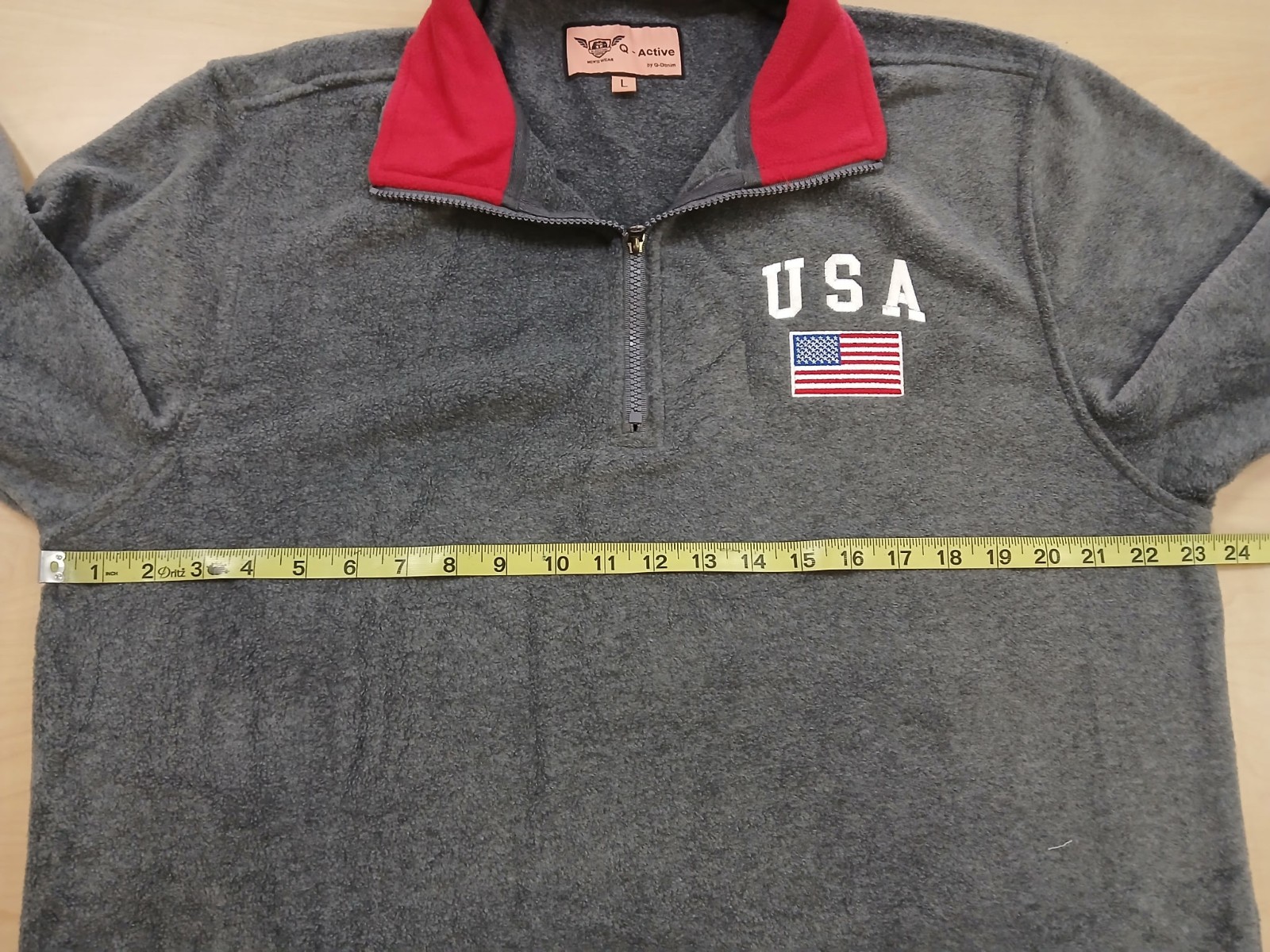 Men’s USA 1/4 Zip Thermal Fleece Pullover Long Sleeve Embroidered Sweatshirt