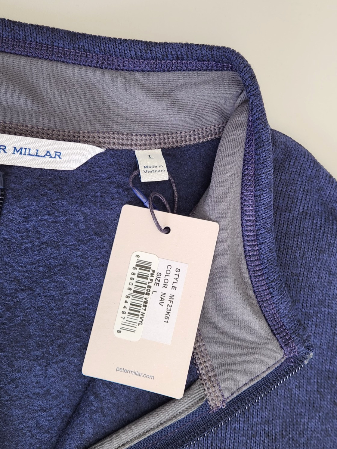 Peter Millar Crown Sweater Full-Zip Fleece Vest Navy Blue Men’s Size L Large NEW