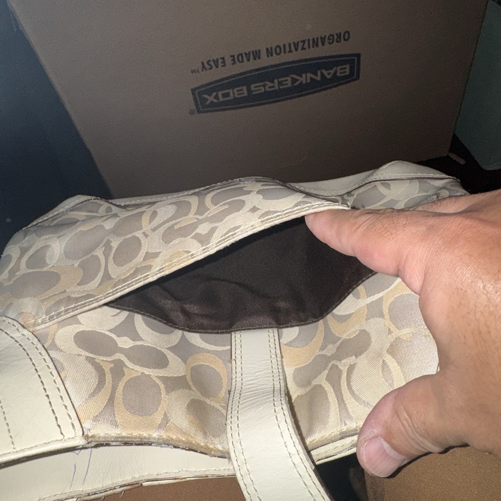 VTG COACH Hobo Bag Cream Ivory Signature CC Monogram M0668-10601 Y2K