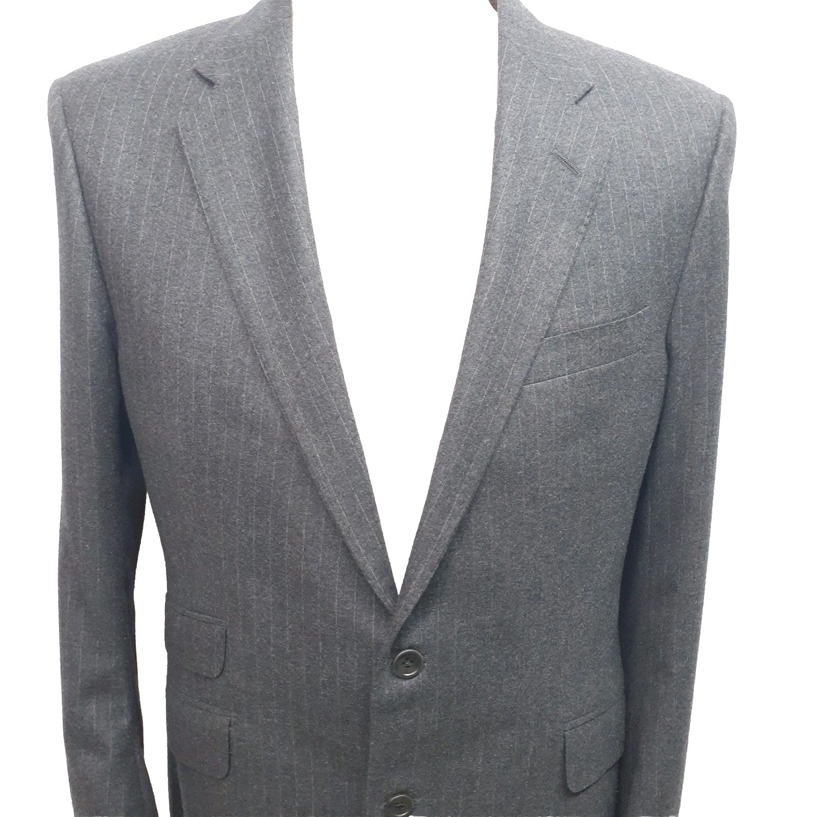 Coppley Suit 40 41 42 R 50/50 Wool Cashmere Flannel Gray Striped Dual Vents