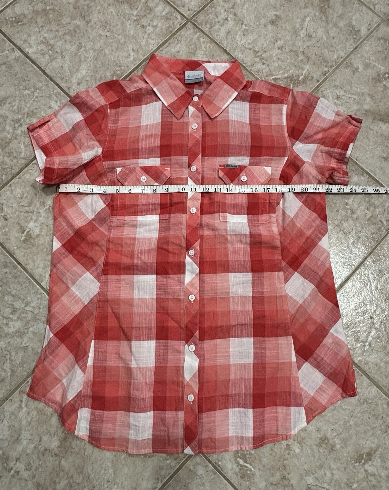 Columbia Plaid Button Up Shirt And Butterfly Tee 100% Cotton Women’s Size XL