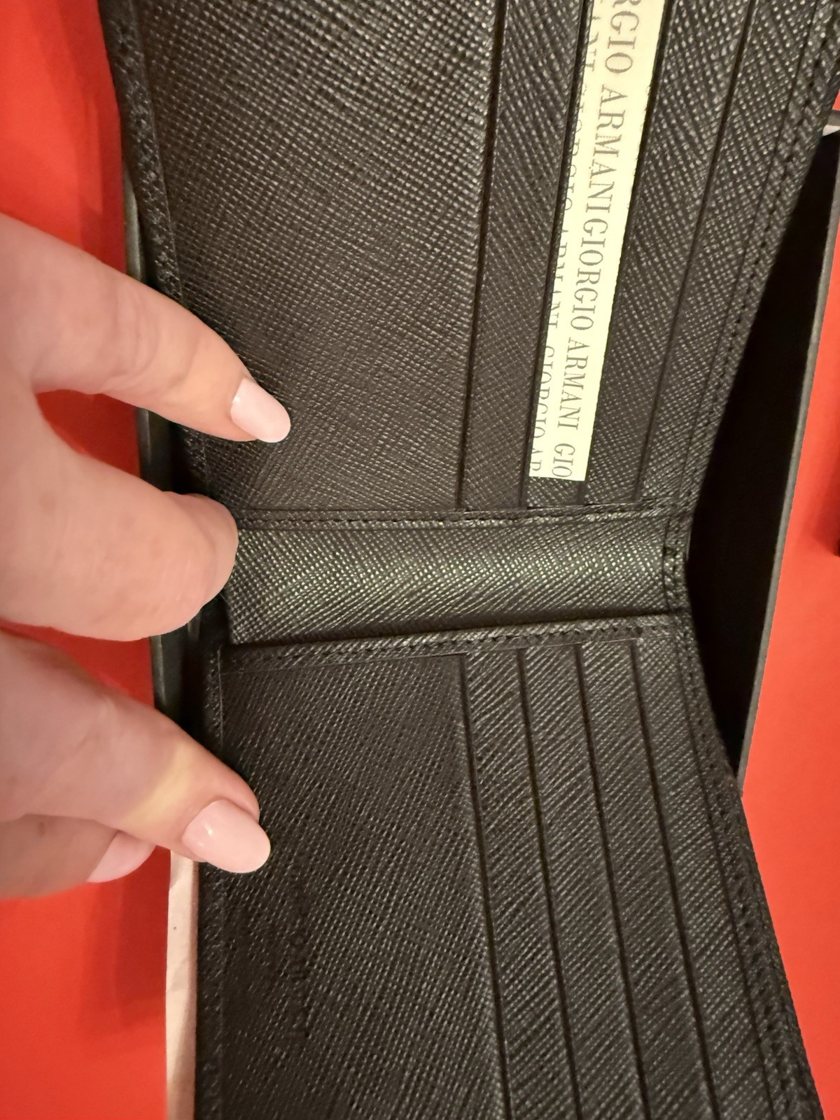 Giorgio Armani Men’s Black Bifold Wallet Logo Accent Credit Card Folding