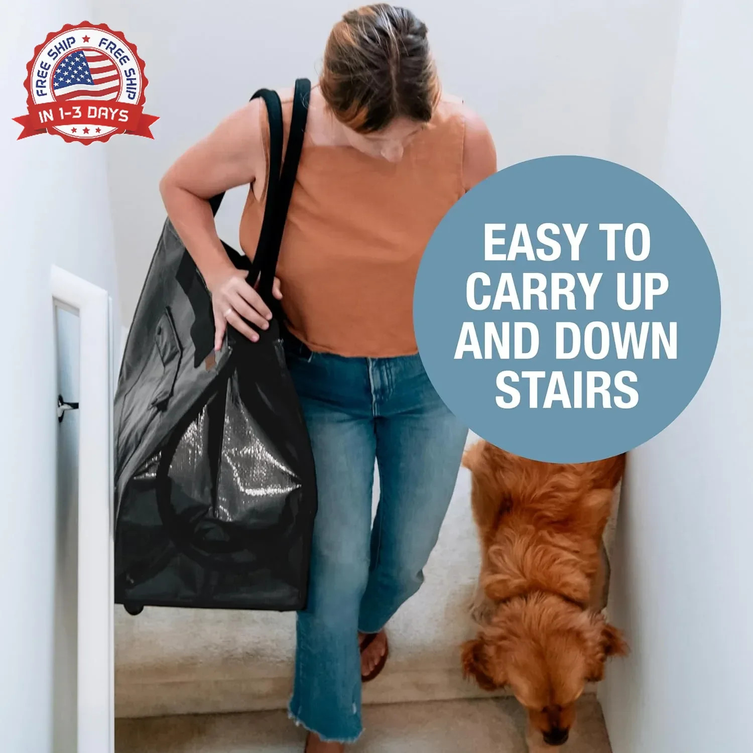 90L Collapsible Rolling Tote Bag Heavy-Duty Waterproof for Groceries Laundry
