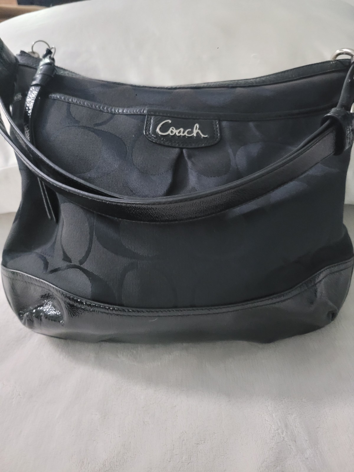 Coach F19727 Patent Trim Signature Jacquard