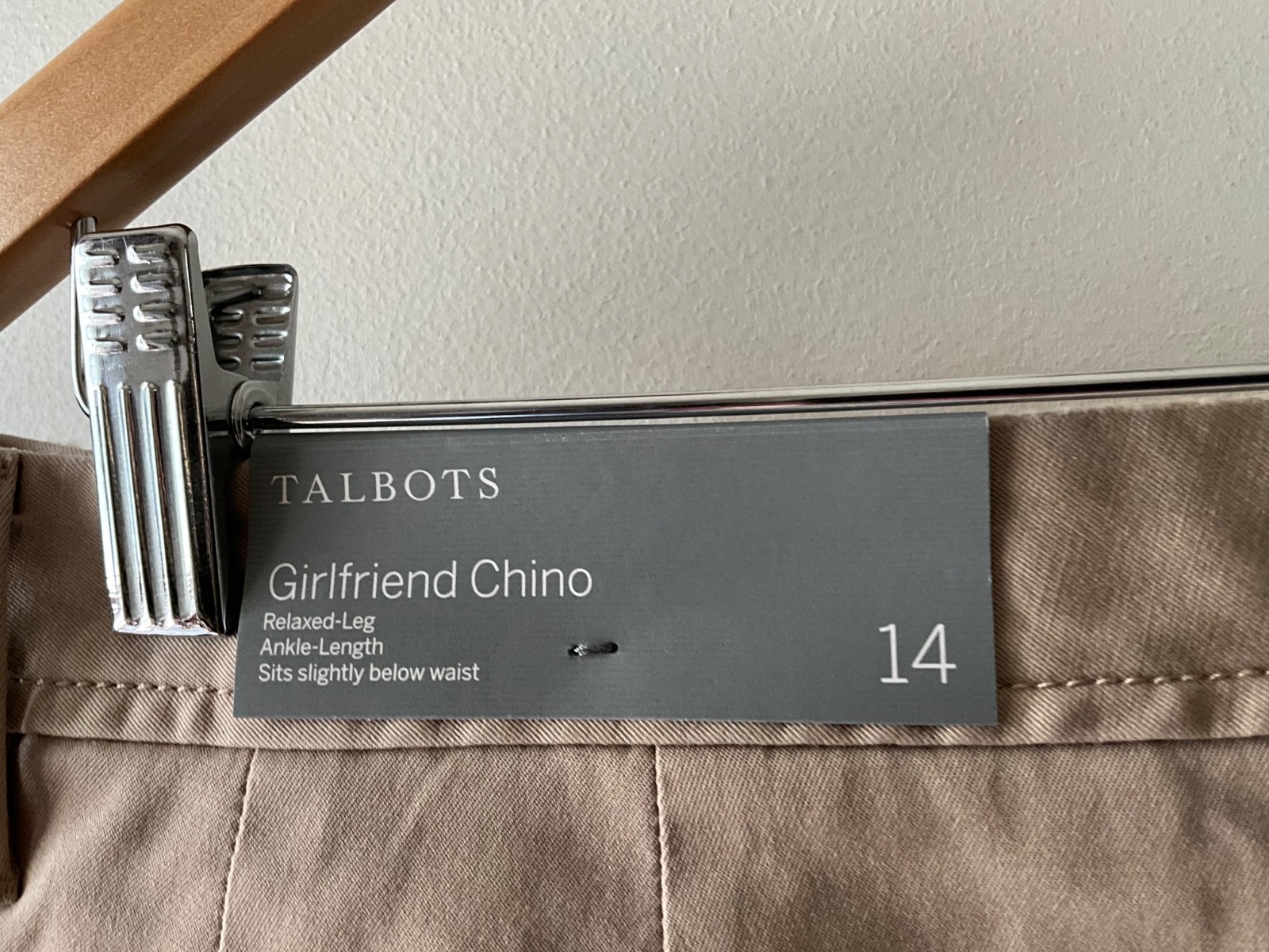 NWT Talbots DISTRESSED girlfriend chinos sz 14 relaxed leg below waist $89.50