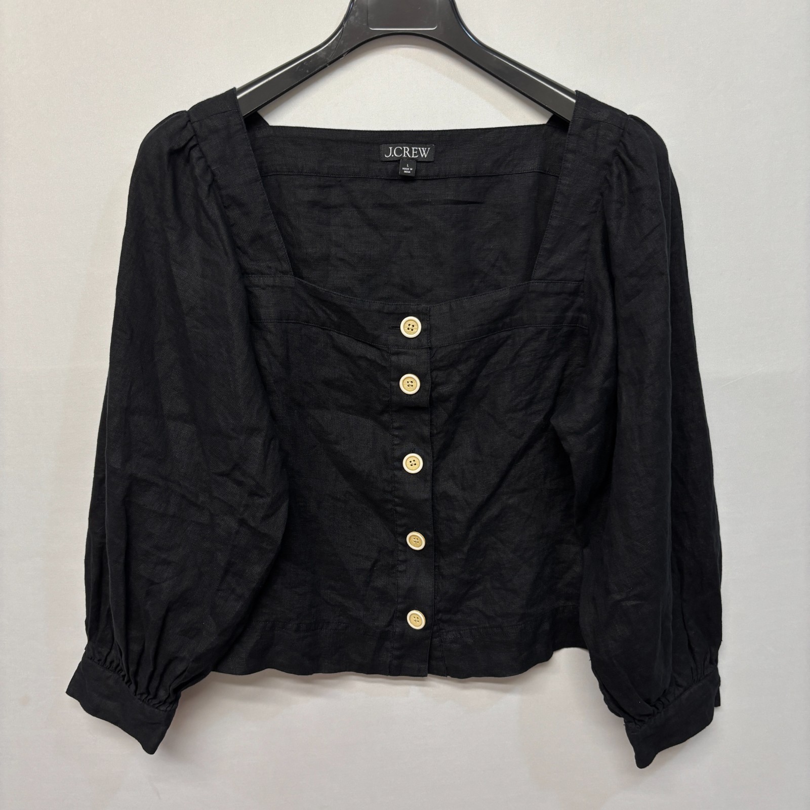 J Crew Women Squareneck Button Linen Top Blouse Shirt Size Large SP24 D037 -29