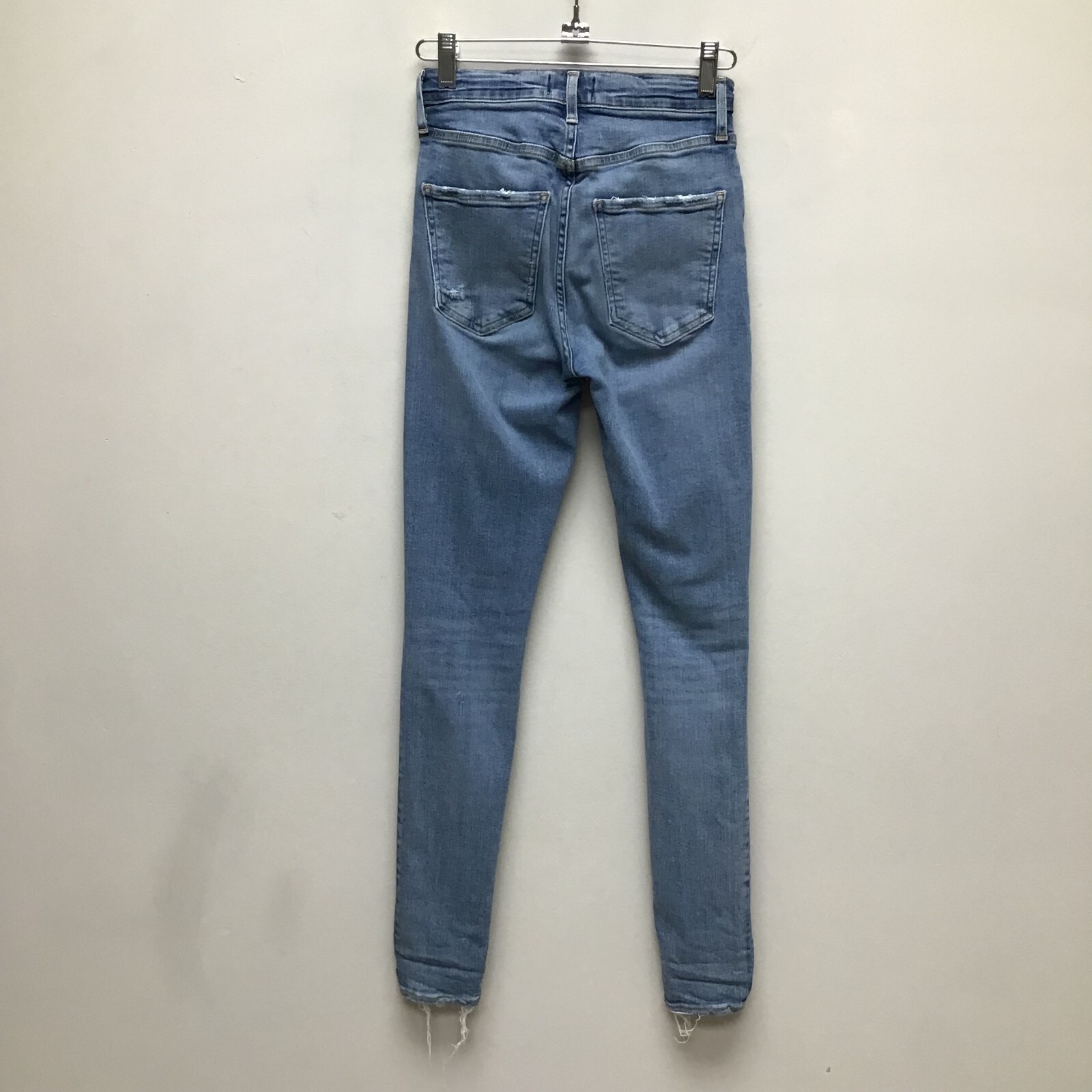 Agolde Womens Blue Distressed Raw Hem Mid Rise Denim Sophie Skinny Jeans 24