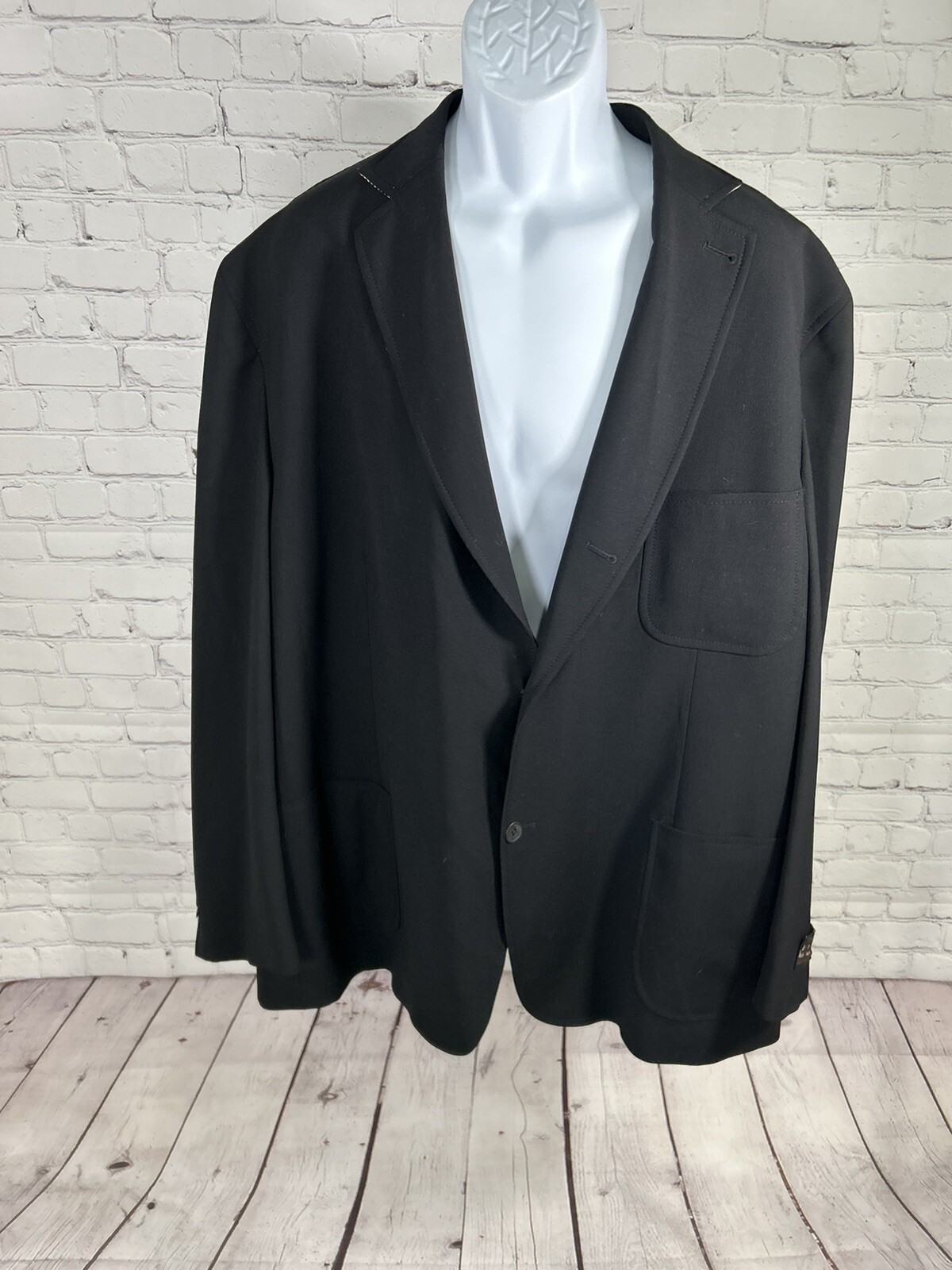 NWOT NWD Kroon Solid Black Button Up Inner Pockets Men’s Wool Blend Jacket XL