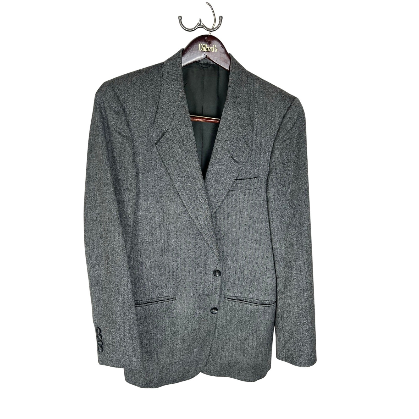 Vintage 1980s Syms Tailored Herringbone Blazer Mens USA ACTWU 38R US