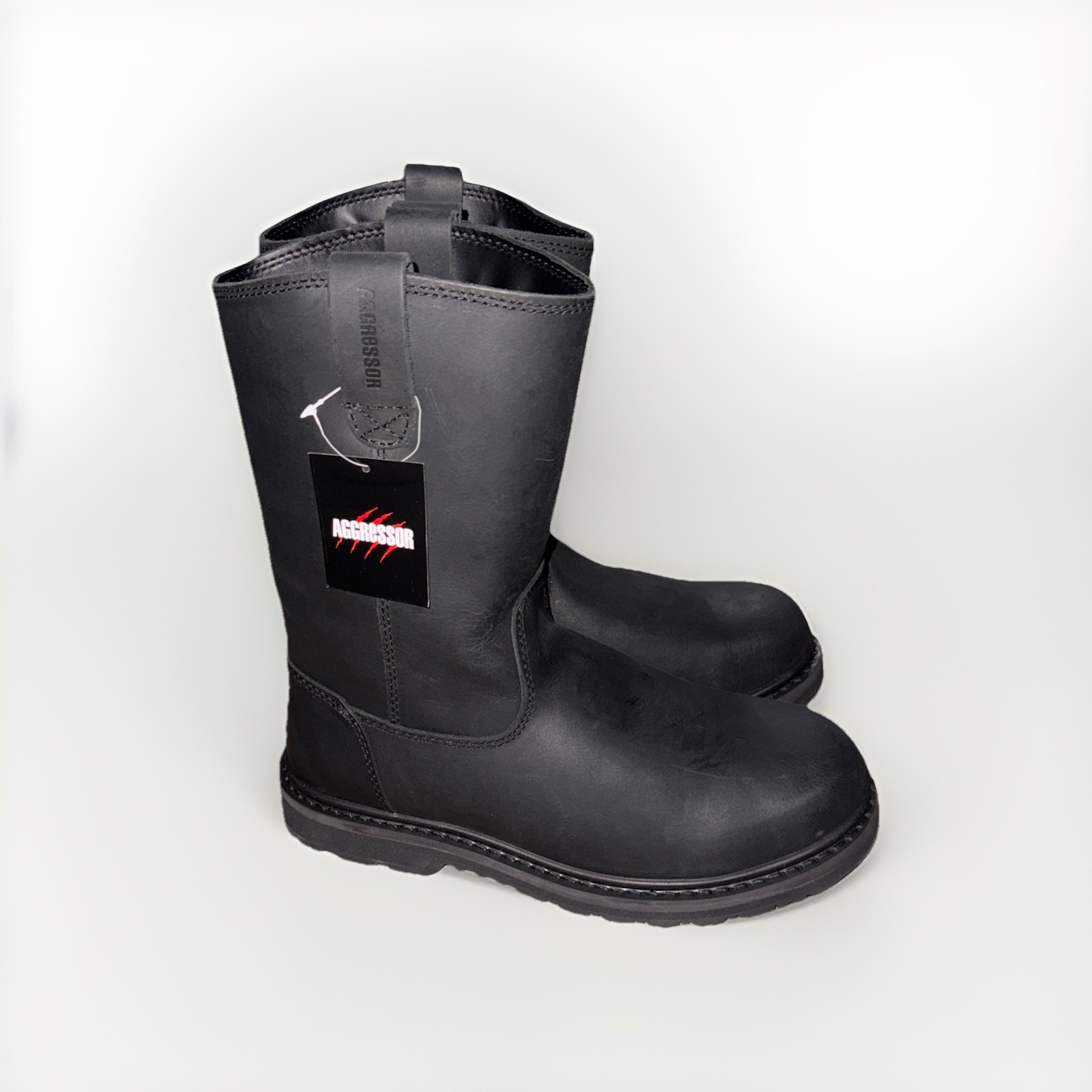 Aggressor Men’s Leveler Soft Toe Wellington Work Boots 5ANAAGG-1001 Black 11