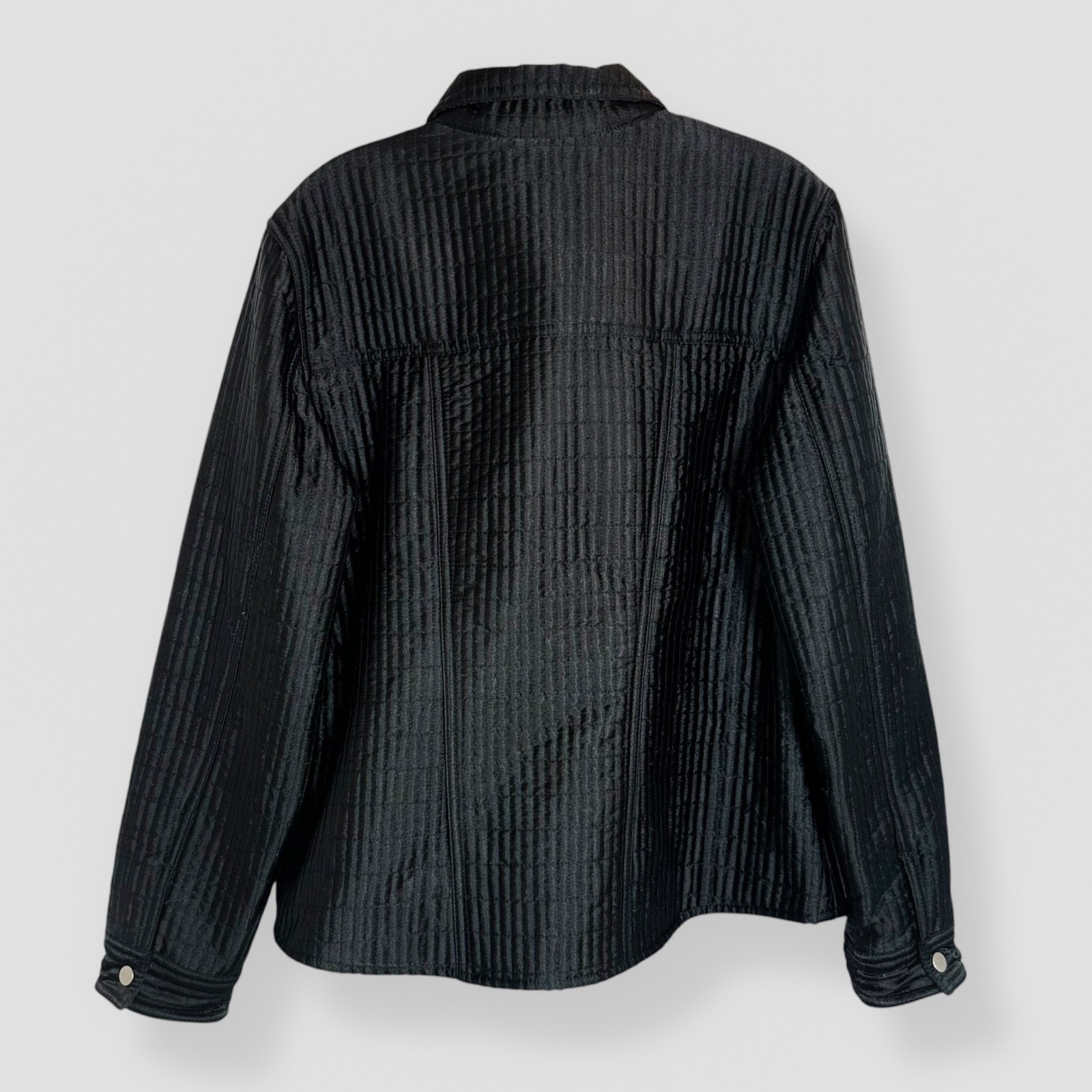 Susan Bristol Size Large Black Snap Button Quilted Lightweight Jacket Casual