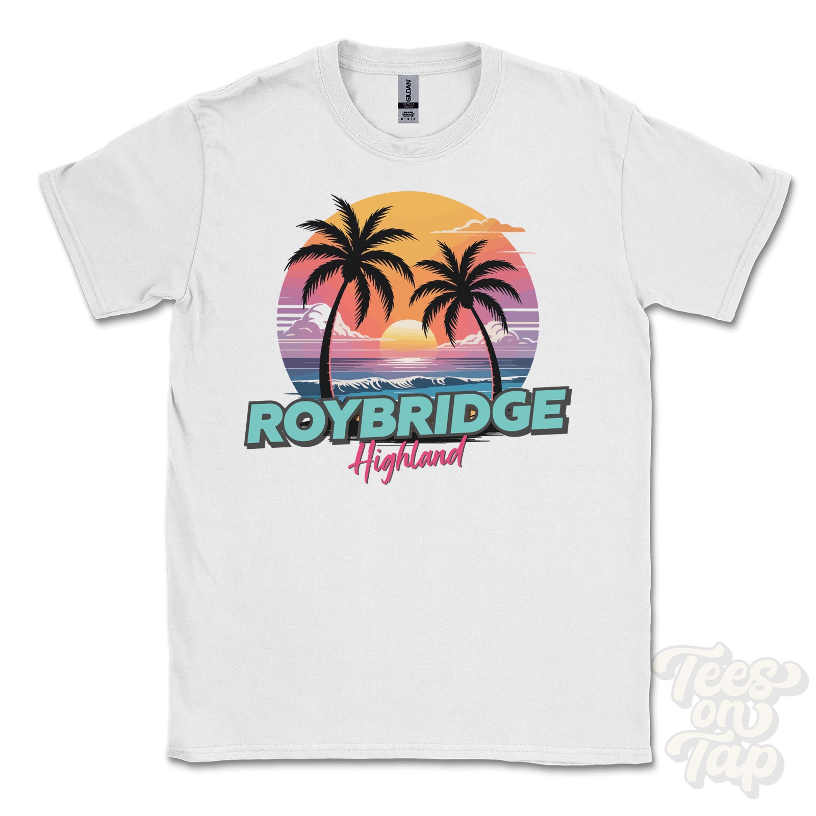 ROYBRIDGE HIGHLAND T-SHIRT – Retro Miami Style Funny UK Summer Parody