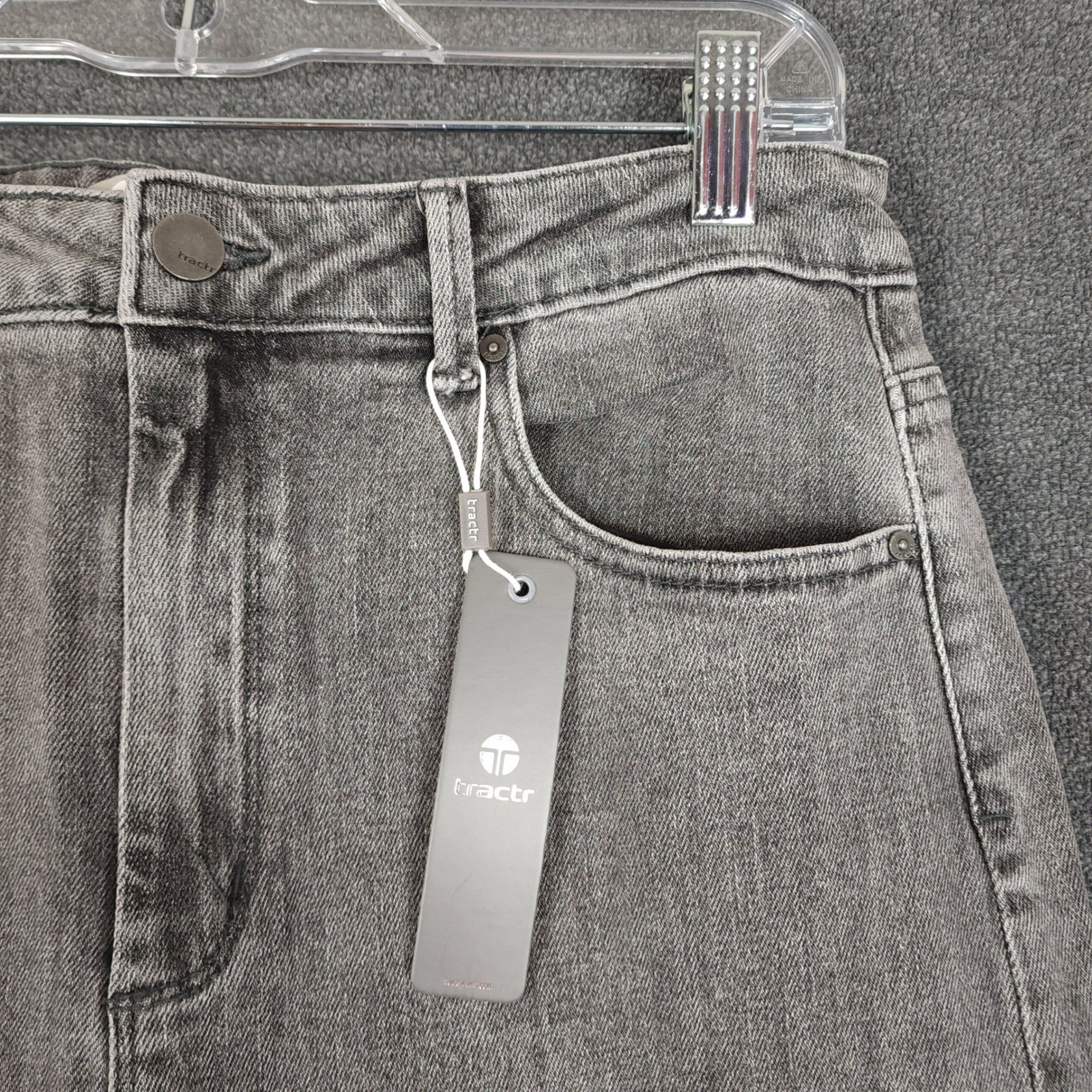Tractr High Rise Straight Leg Patchwork Jeans Gray Size 8 29 Raw Hem