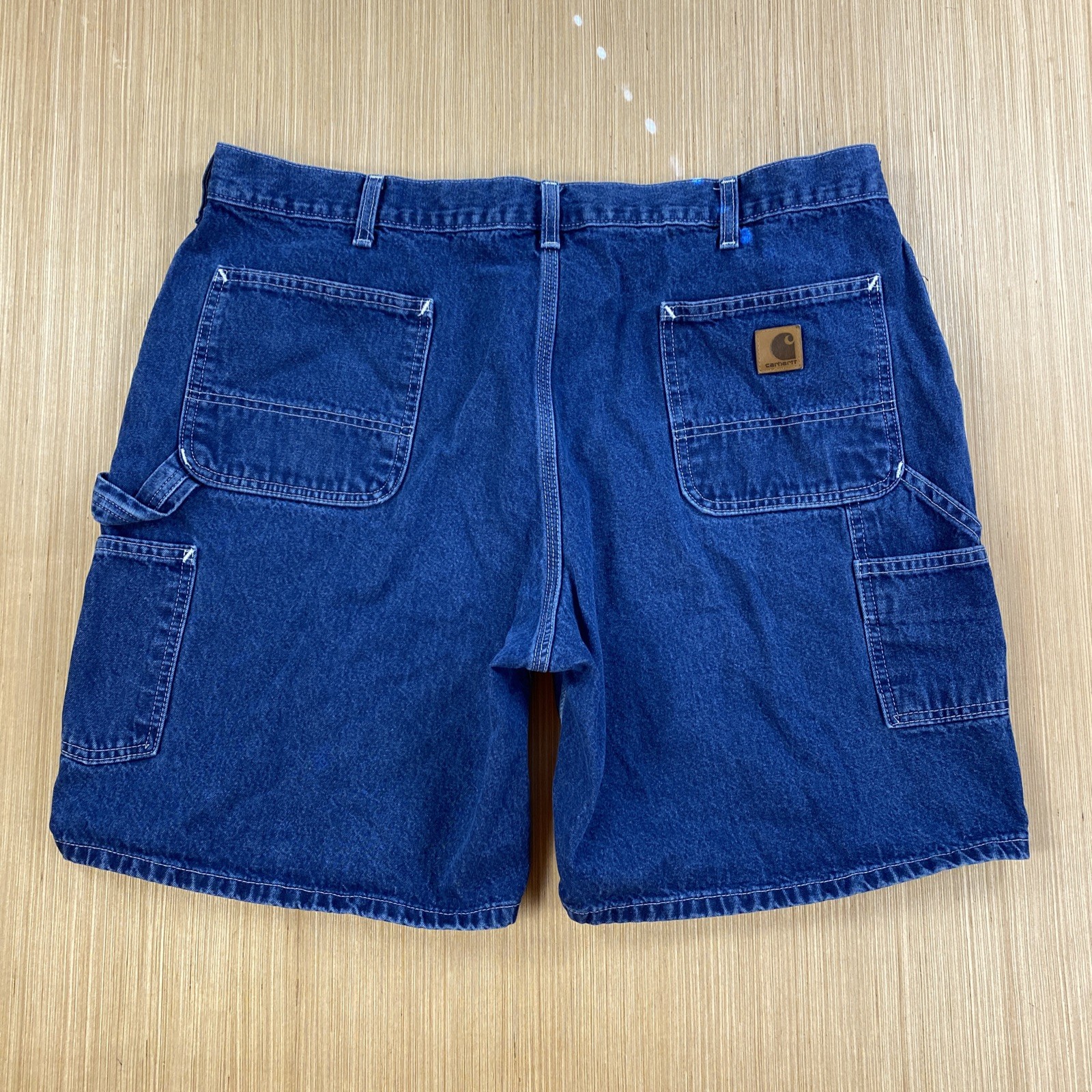Carhartt Shorts Mens 42 Blue Jeans Denim B28 DST Carpenter Hammer Loop Workwear