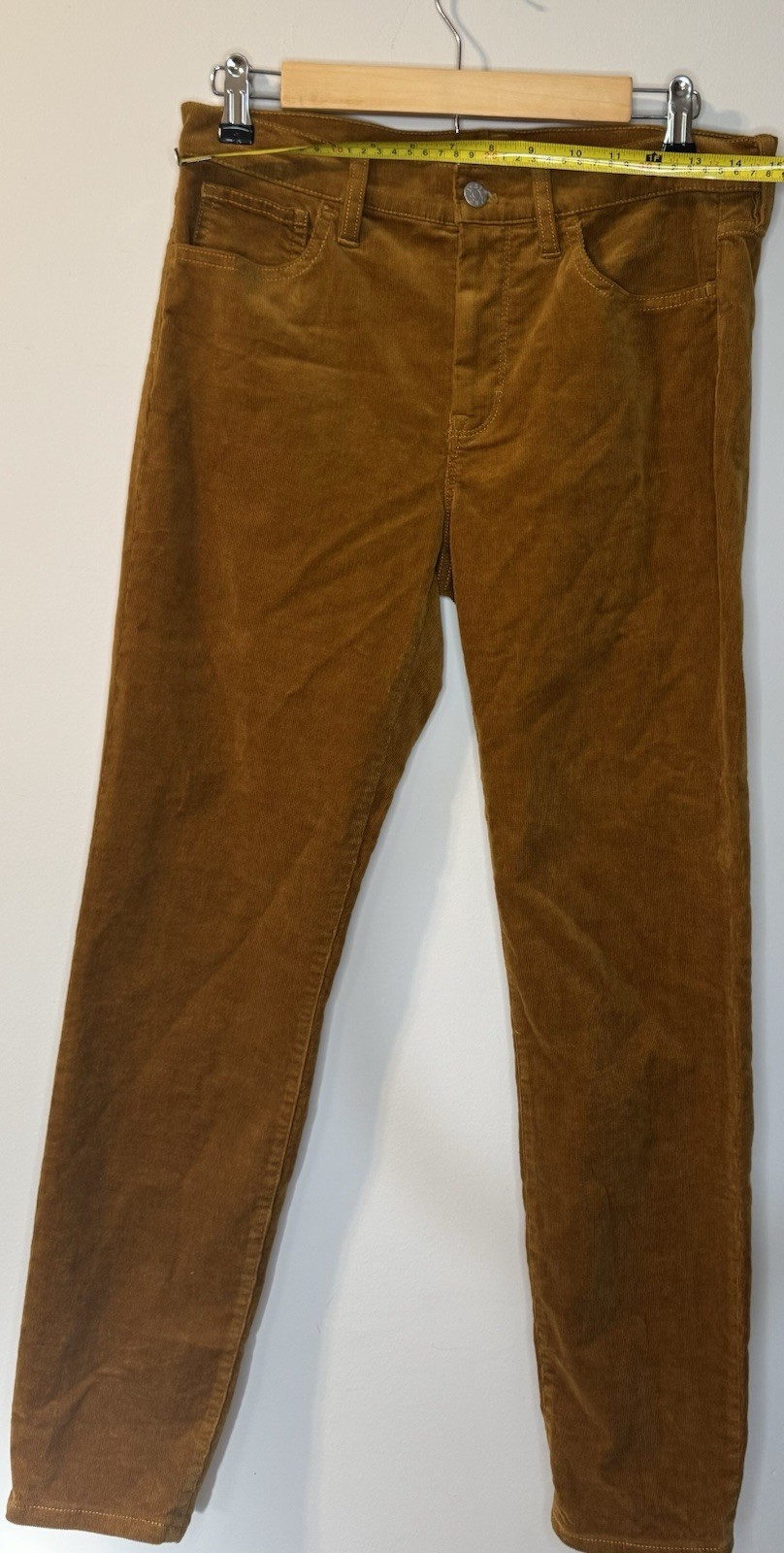 J.Crew Factory Womens 28 Corduroy Pants Mustard Brown Mid Rise Skinny BK381