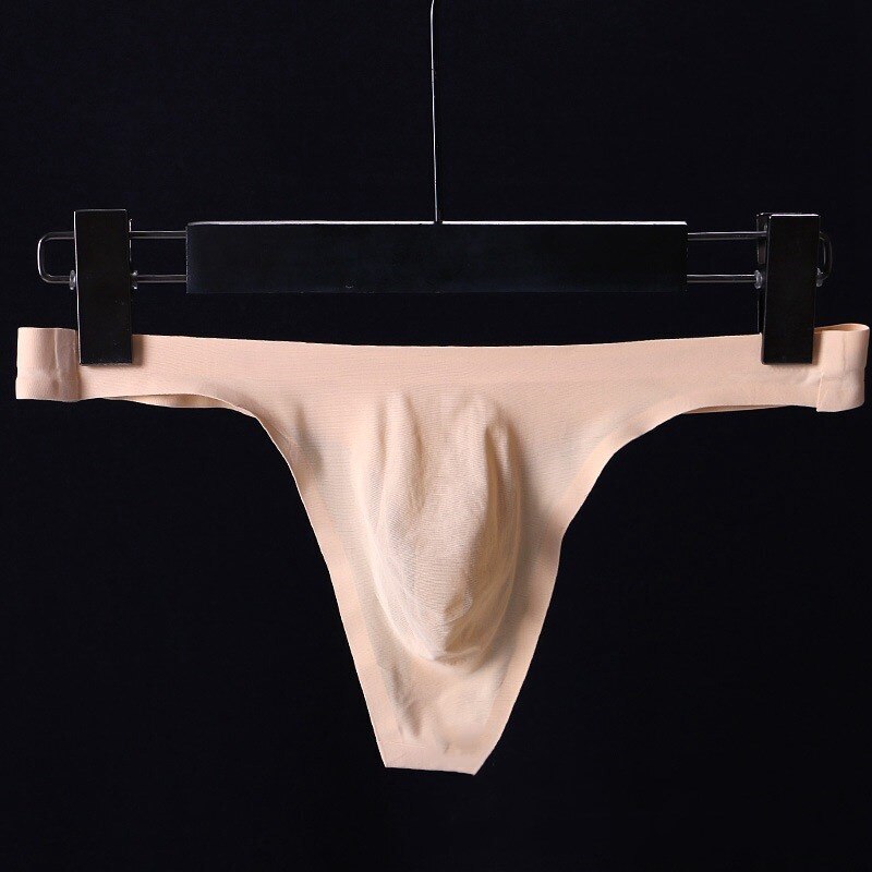 Ultra-thin Seamless Thong Men G Strings Briefs Pouch Ice Silk Underwear T-back