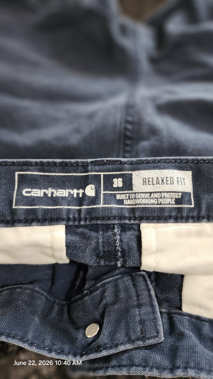 Carhartt Men’s Blue Relaxed Fit 11″ Cargo Shorts Cotton Canvas Flat Front