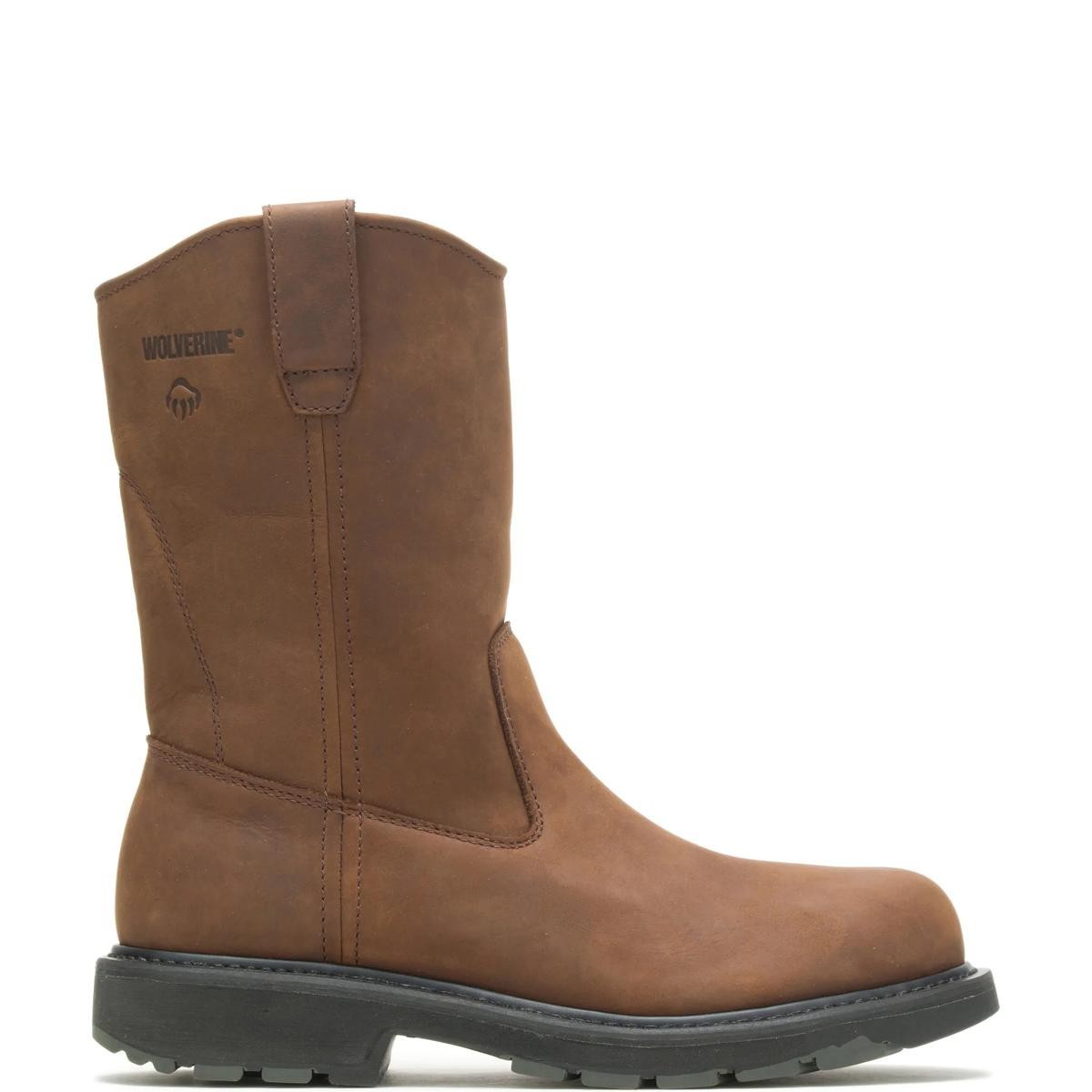 Men’s Wolverine 10″ DD Wellington Pull Up Nubuck Le Work Boot, W04727 Dark Brown