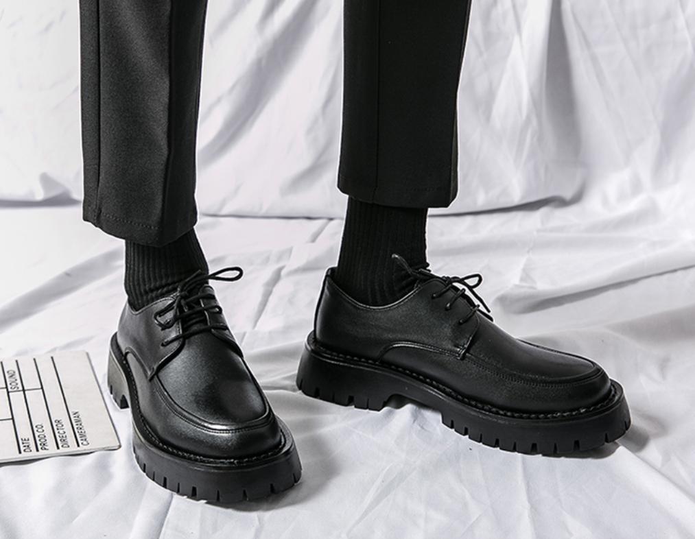 Men’s Shiny Leather Platform Dress Lace Up Business Wedding Shoes Fashion Party