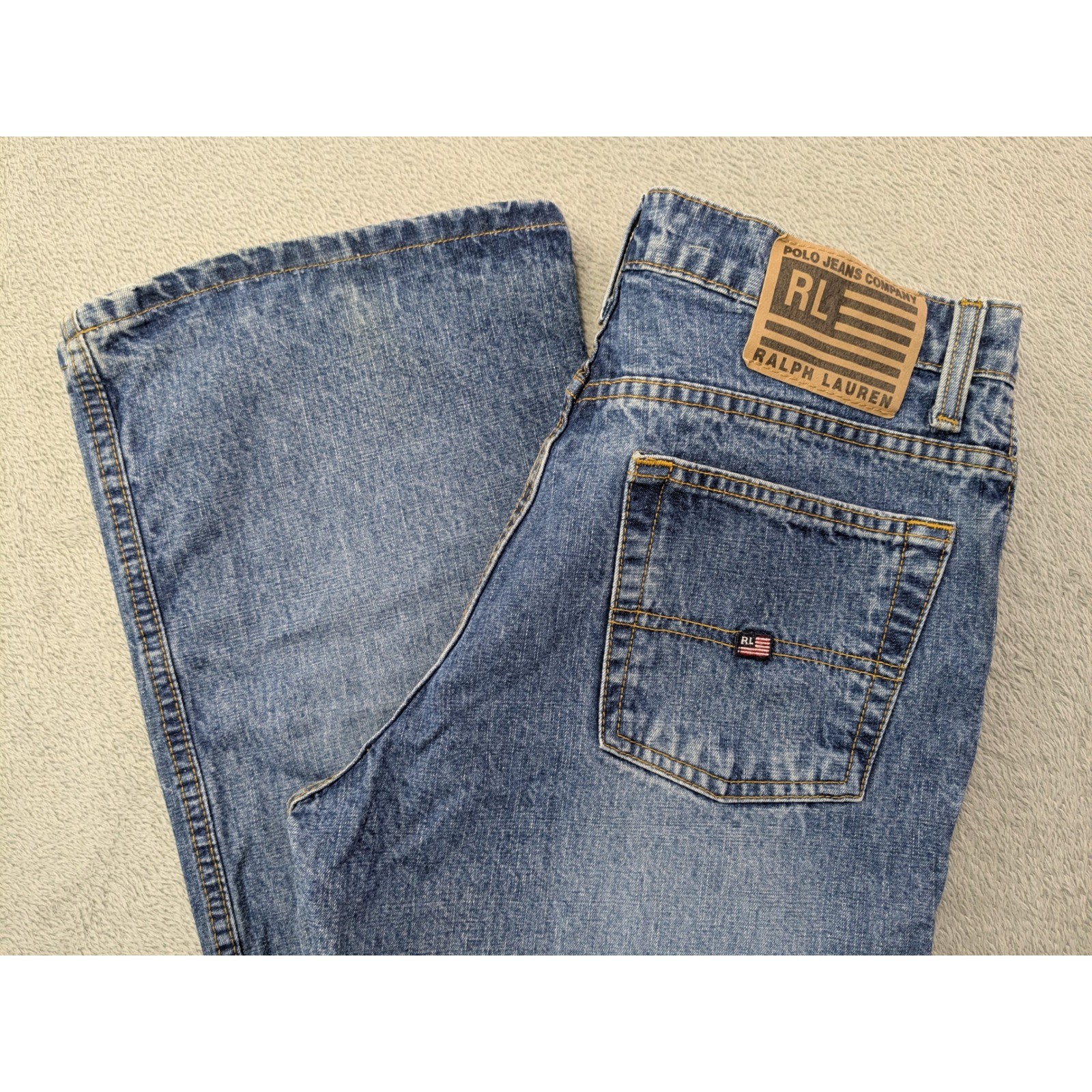 Polo Jeans Ralph Lauren Women’s Low Rise Flare Jeans Size 11/12×32 Blue Denim