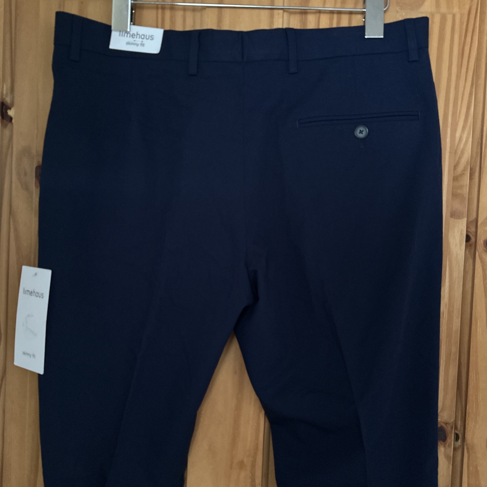 Limehaus Smart Trousers Mens Workwear Size W33 L29 Skinny Fit Navy Stretch Pant.