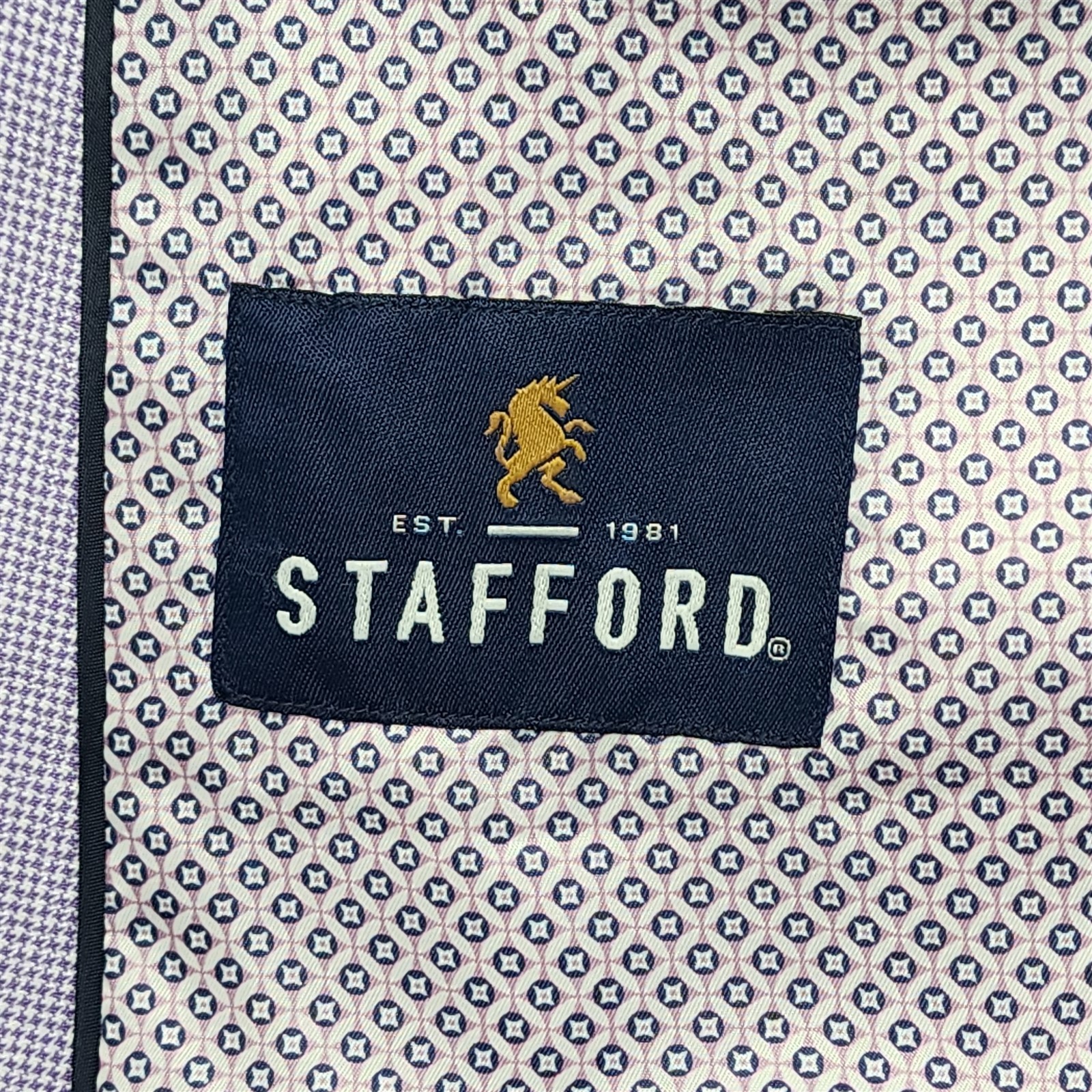 Stafford 52R Purple Micro Houndstooth Unstructured Soft Shoulder Blazer Jacket