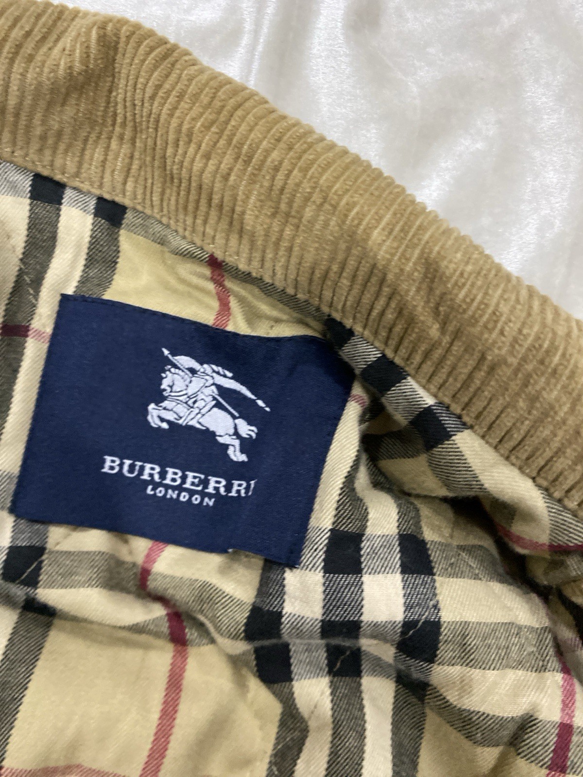 VTG Burberry London Corduroy Jacket Sherpa Lined Beige Nova Check Men Sz L