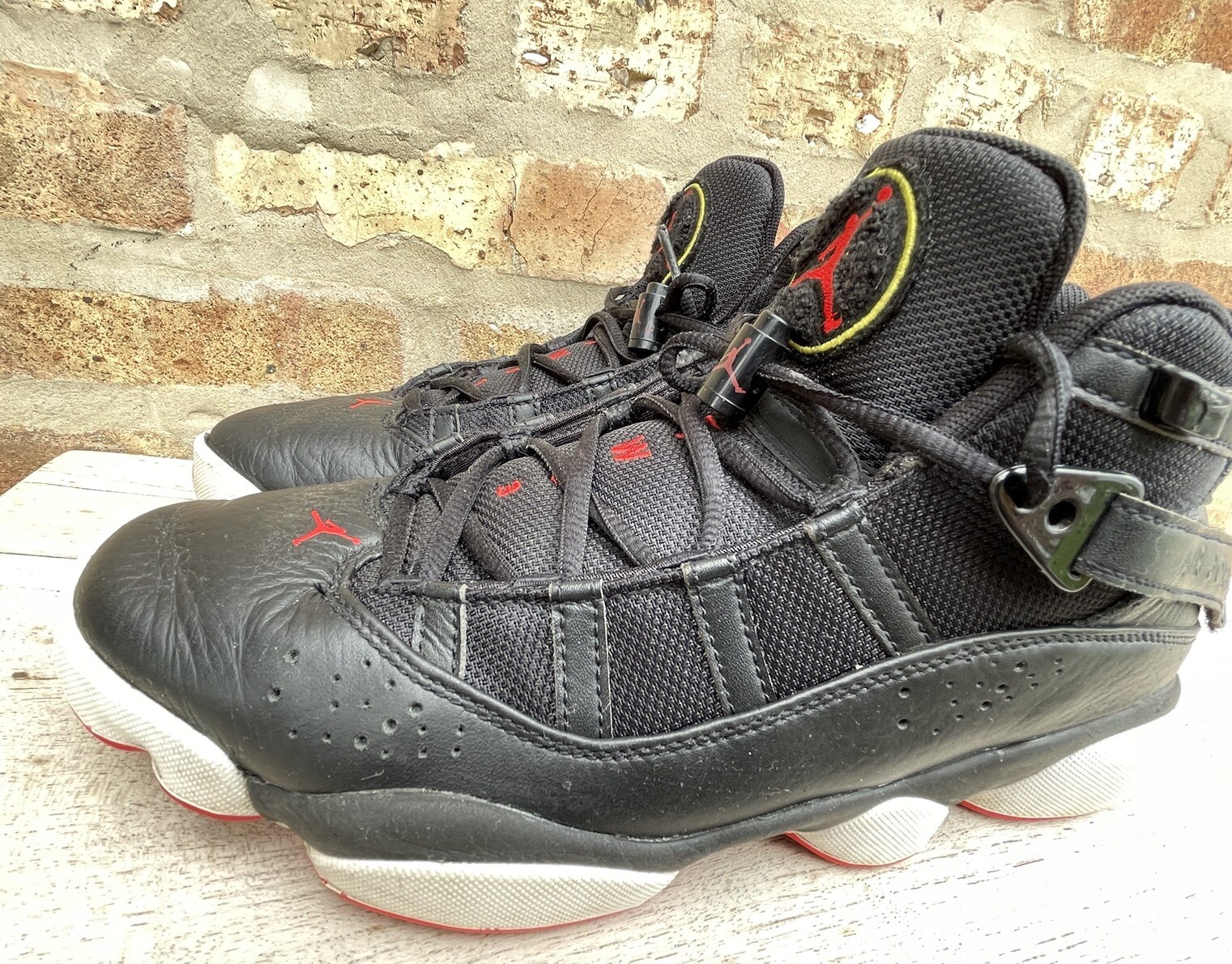 🔥 Nike Air Jordan 6 Rings • 322992-063 Black & Red Basketball Shoes Men Sz 8.5