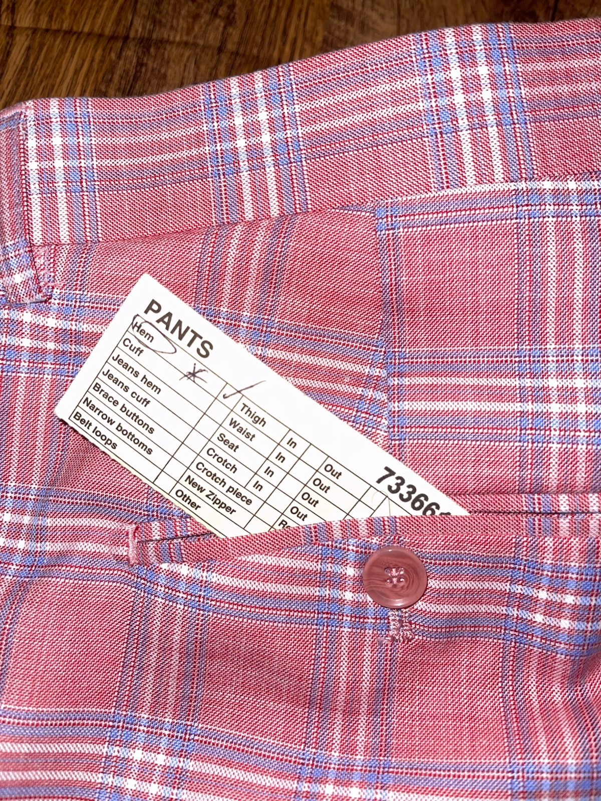 Men’s Lineage Pink Blue Plaid Polyester Blend Blazer Suit Sz 42S Pants 35×29