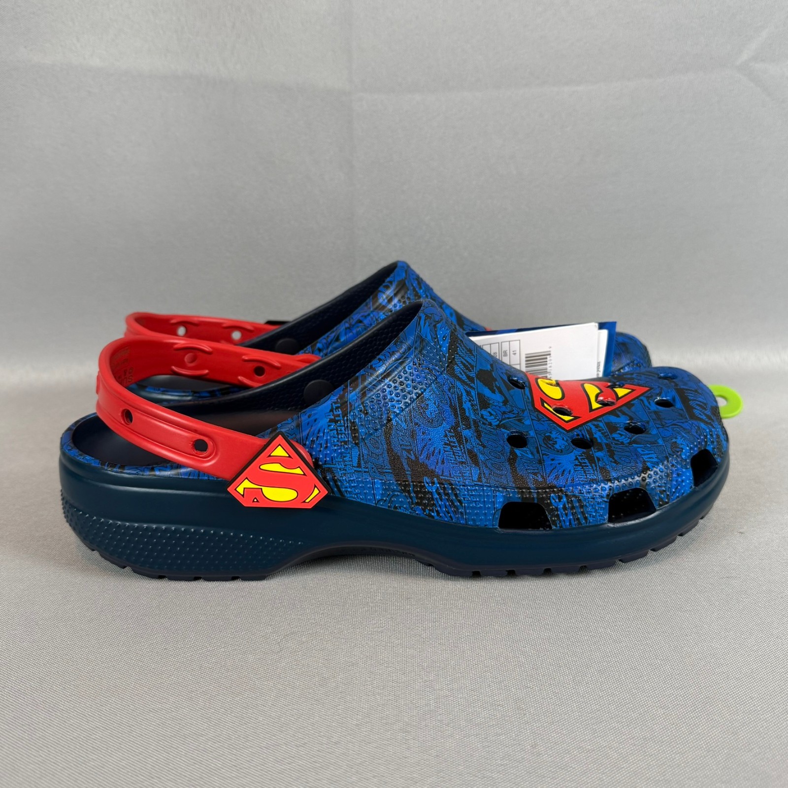 Crocs Superman Classic Clogs Mens 10 Blue Red W12 Slip-On 211131-90H DC New NWT