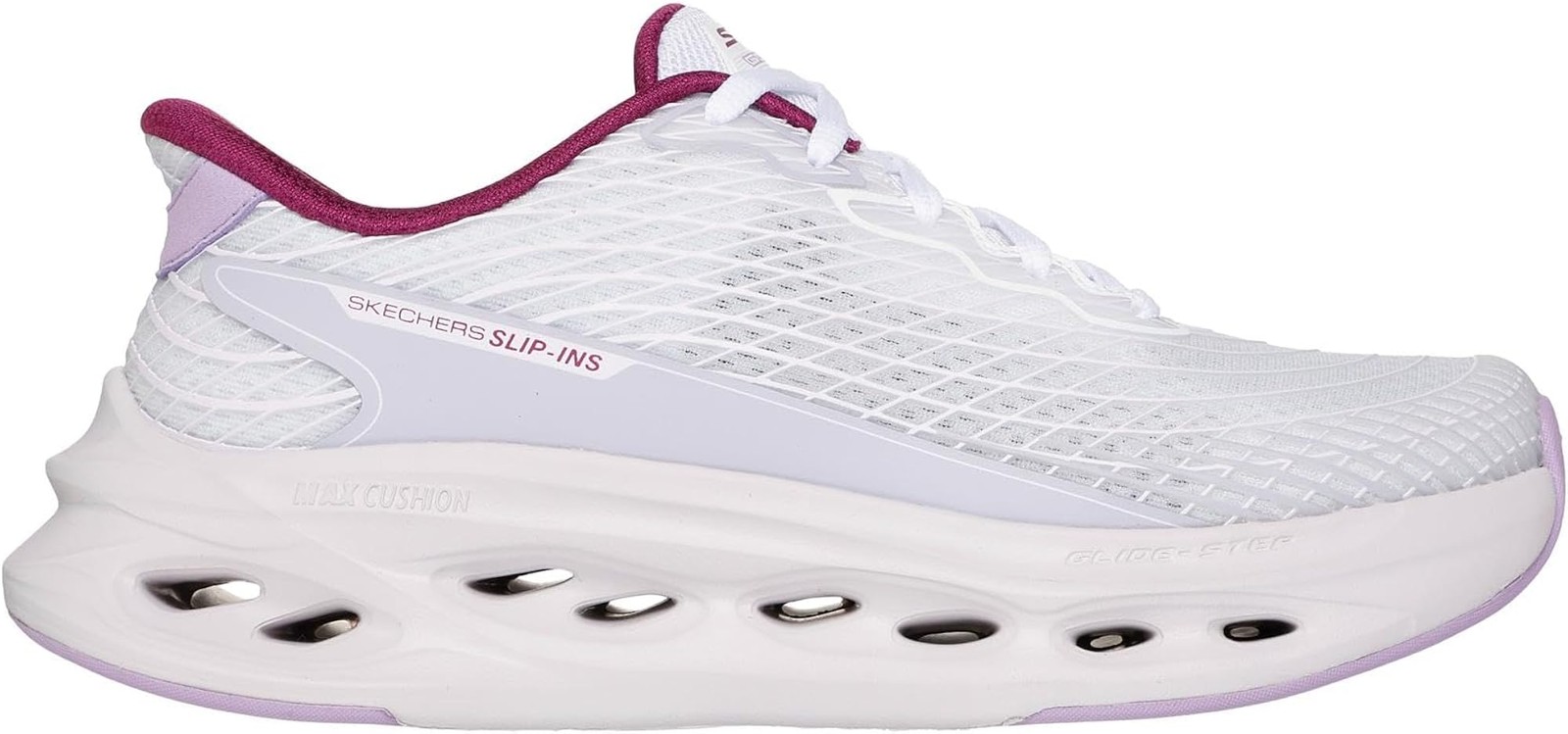 Skechers Womens Max Cushioning Glide Step Sapphire Hands Free Slip-ins – White/L