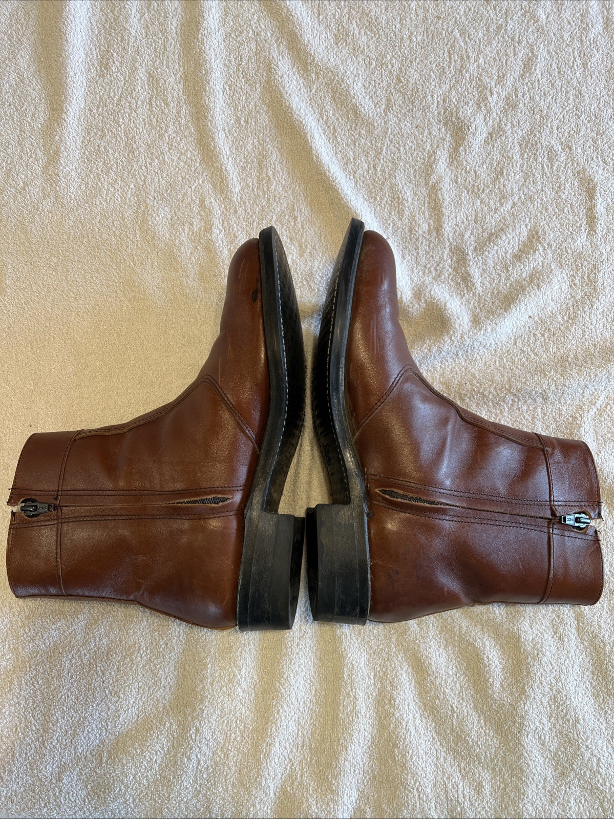 Vintage 90s Iron Age Steel Toe Side Zip Work Boots USA Brown Leather Wide 7.5 E
