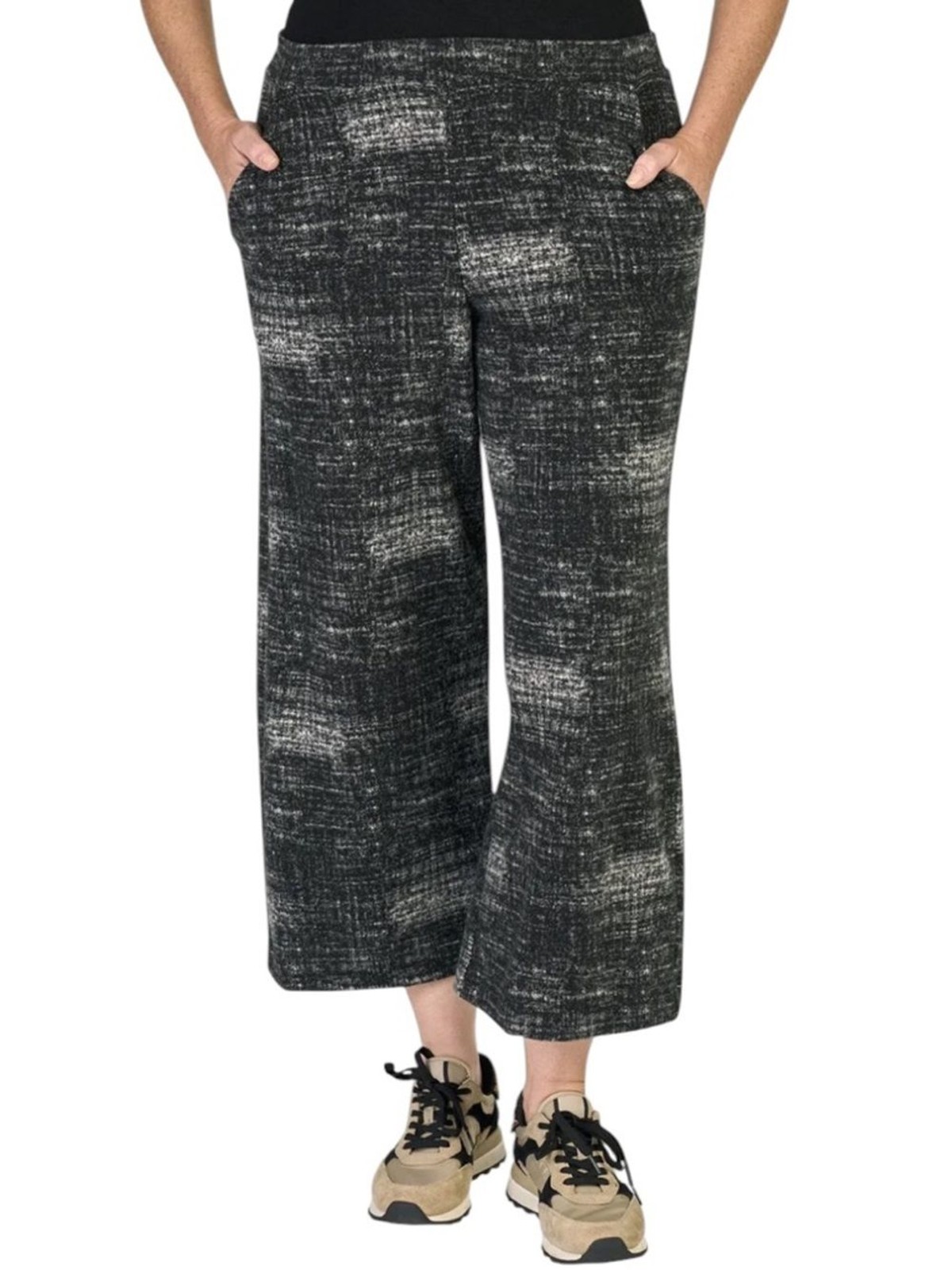 Alembika Urban Fog Knit Cropped Wide Leg Pants NWT Size 7 | US Plus Size 18, 20
