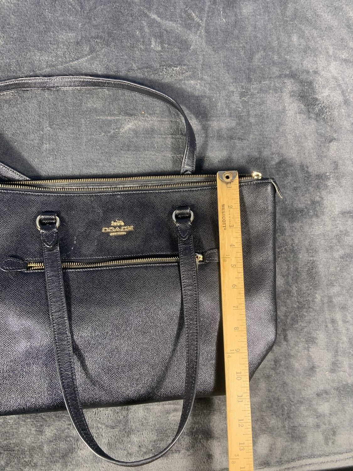 Coach Gallery Tote Black Crossgrain Leather Shoulder Bag F79608 Gold Hardware
