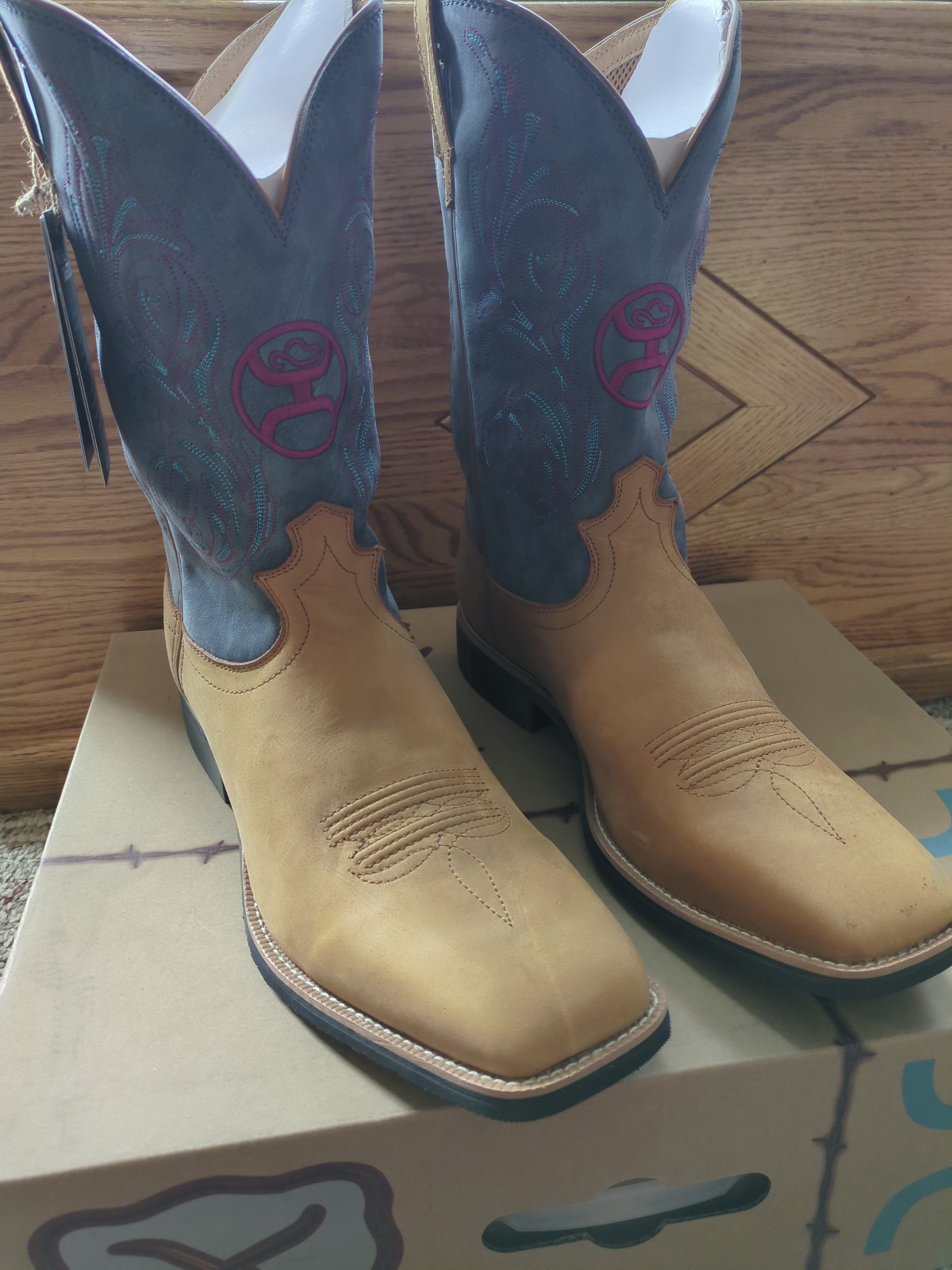 NEW Twisted X® Men’s Hooey Peanut And Teal Square Toe Boots MHY0034 Size 13 D