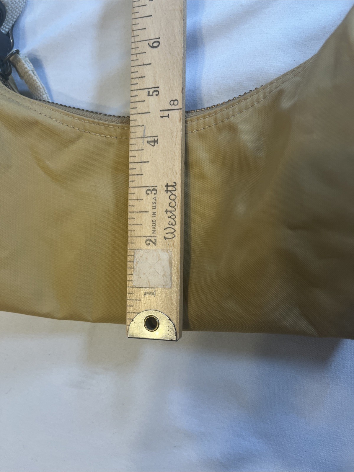 Gap Tan Shoulder Bag Mini Purse Y2K Zip Shut 9.5 x 4.5 Inches Canvas Strap
