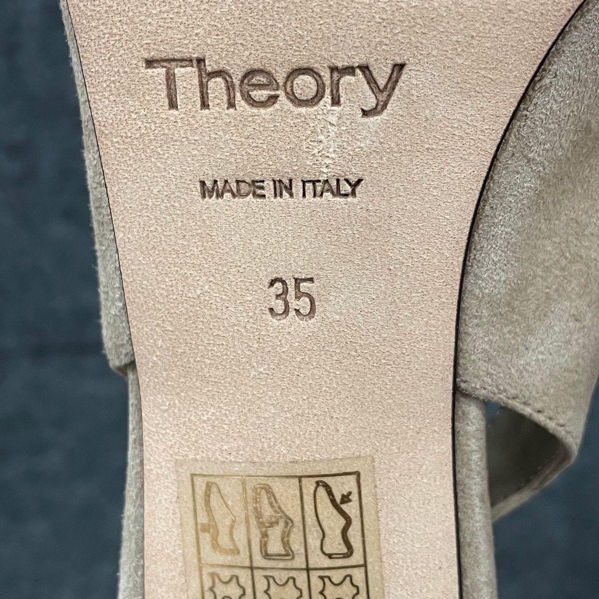 THEORY Block Heel Slingback in Suede Women’s Size 35 US 5 Beige Clay