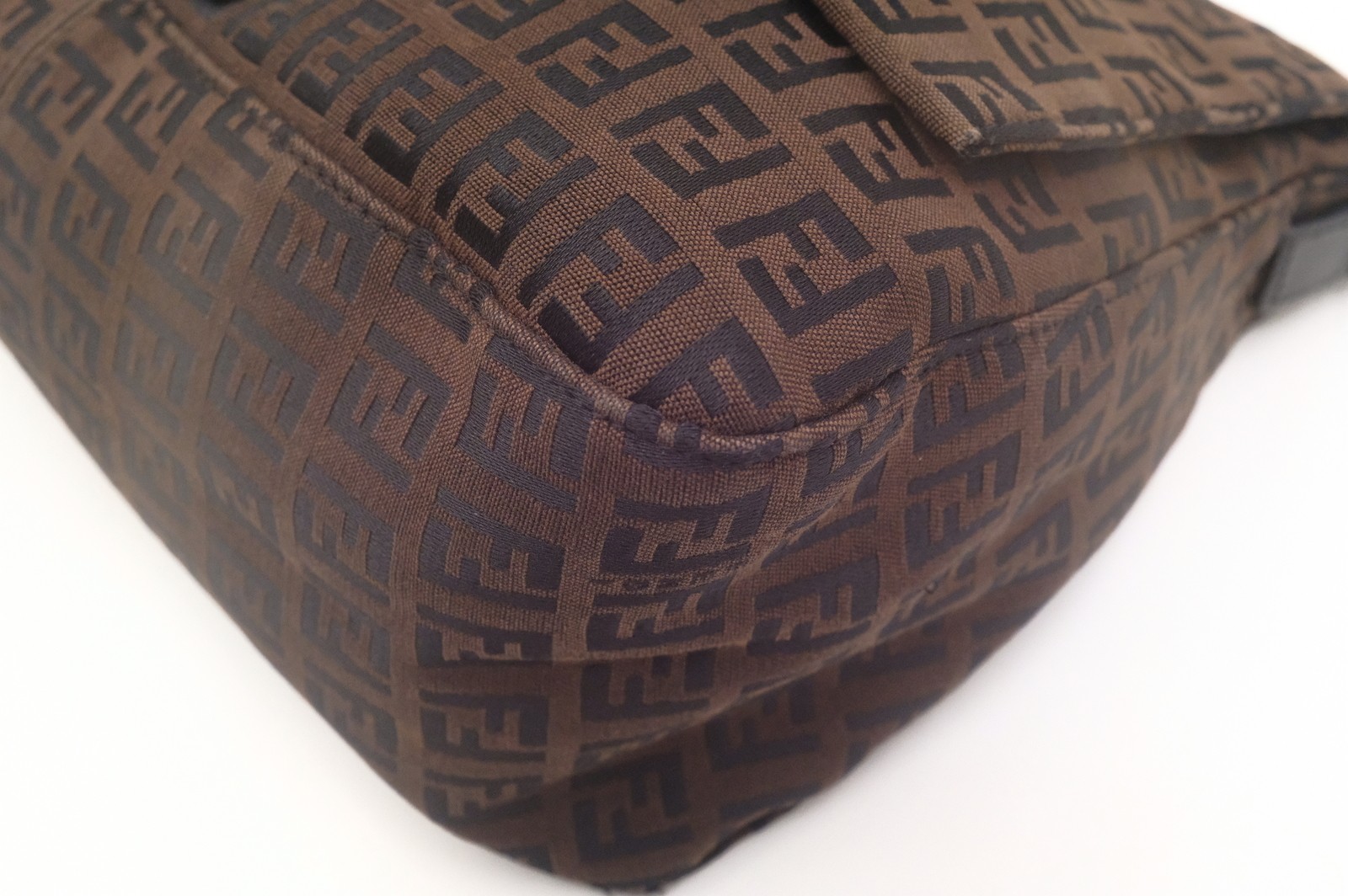 Authentic Fendi Zucchino Mamma Baguette Shoulder Bag 8BR001