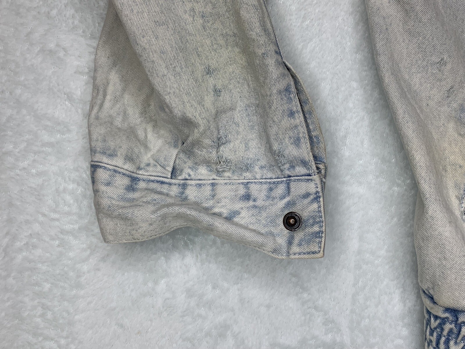 VTG Troop Crown 90’s Washed Denim Jean Jacket Full Zip Embroidered Size XL
