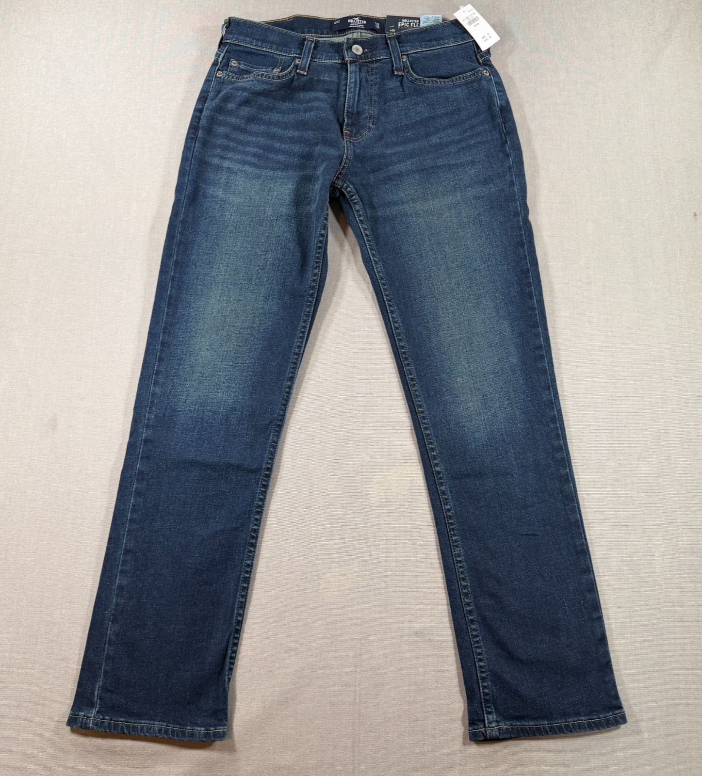 NWT Hollister Epic Flex Slim Straight Jeans Mens 29×30 Blue Dark MEASURE 29×29