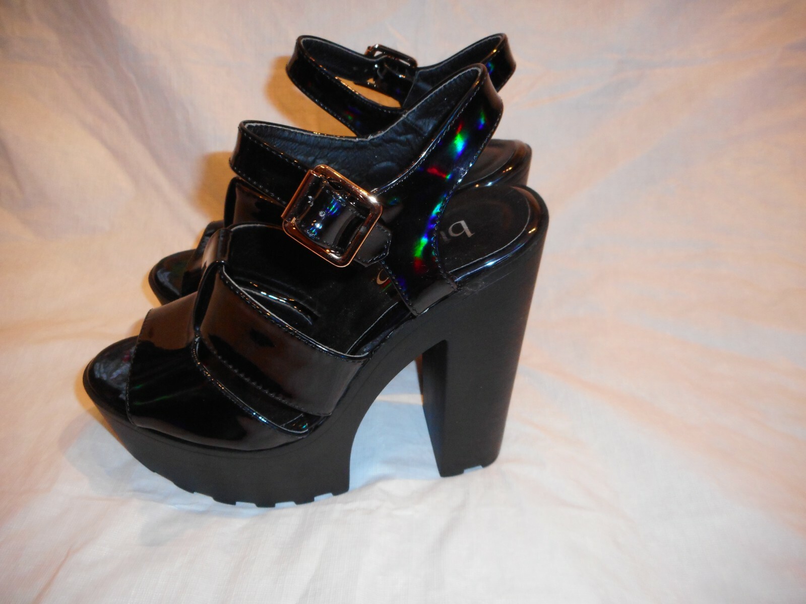 Bucco Capensis Black Man Made Materials Open Toe High Heel US Size 8
